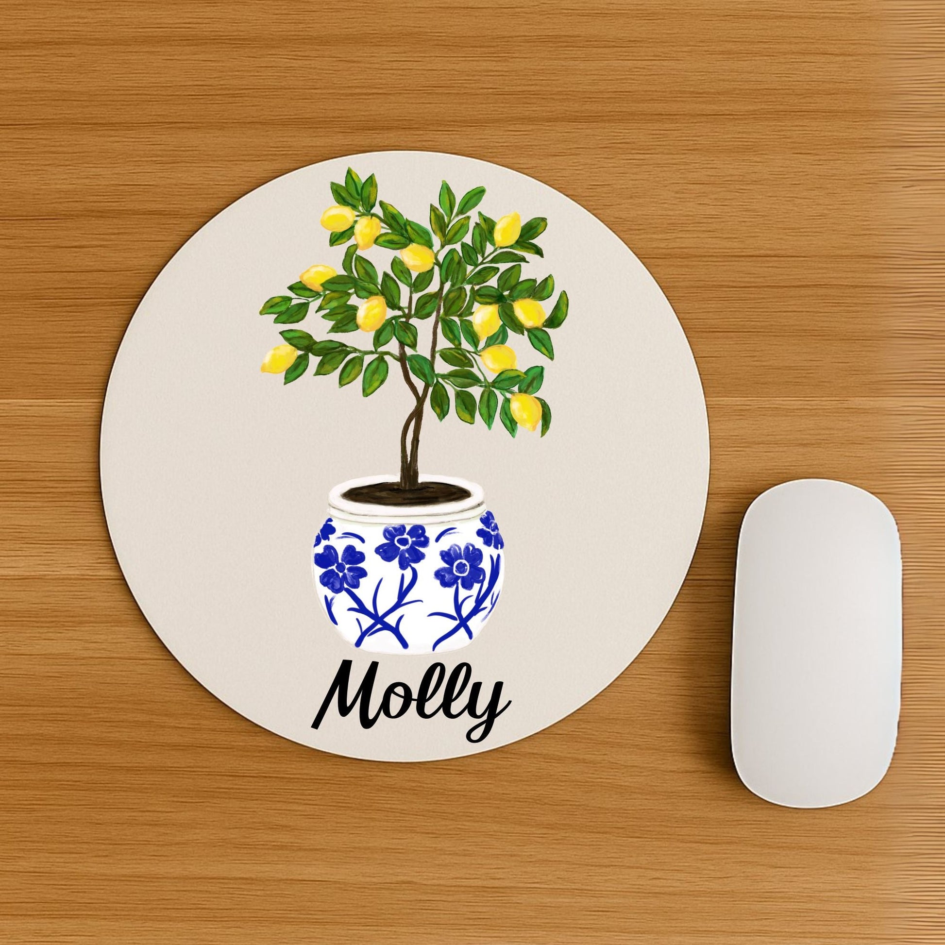 Lemon Tree in Vase Mousepad - MerikaArt