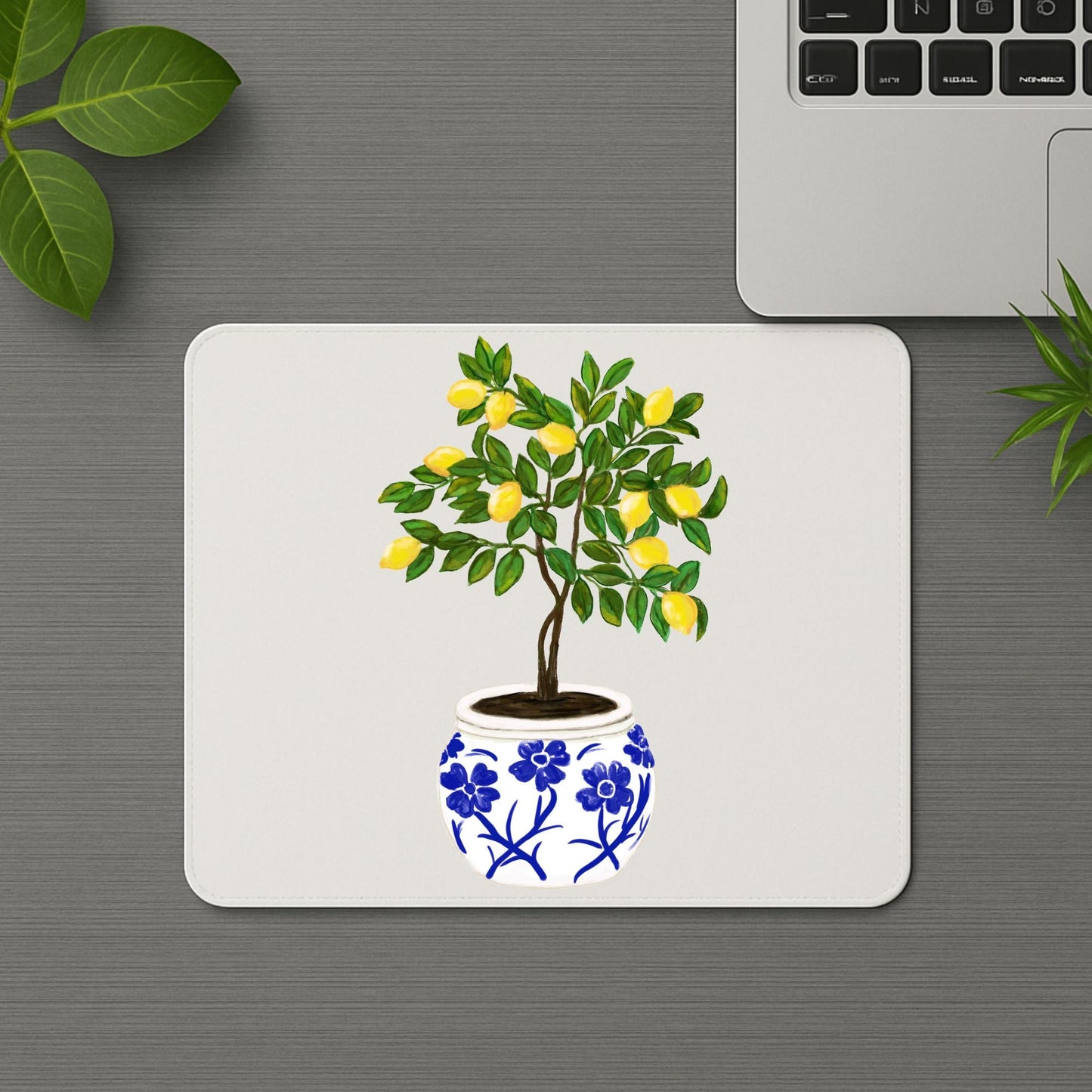 Lemon Tree in Vase Mousepad - MerikaArt