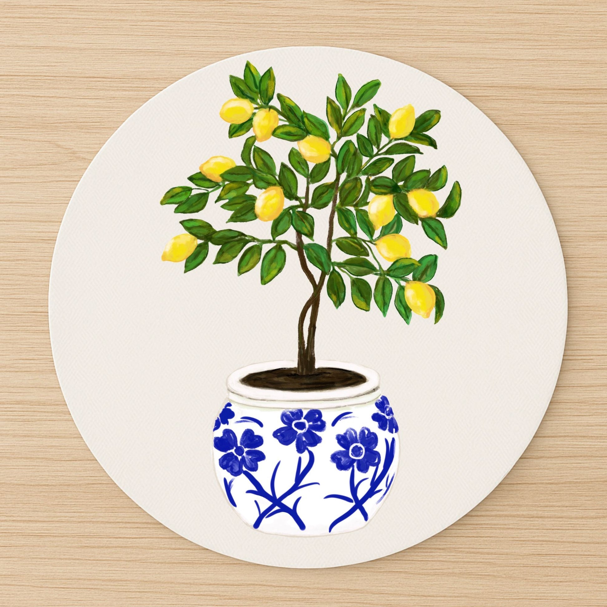 Lemon Tree in Vase Mousepad - MerikaArt