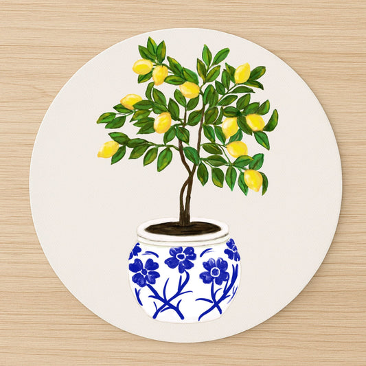 Lemon Tree in Vase Mousepad - MerikaArt
