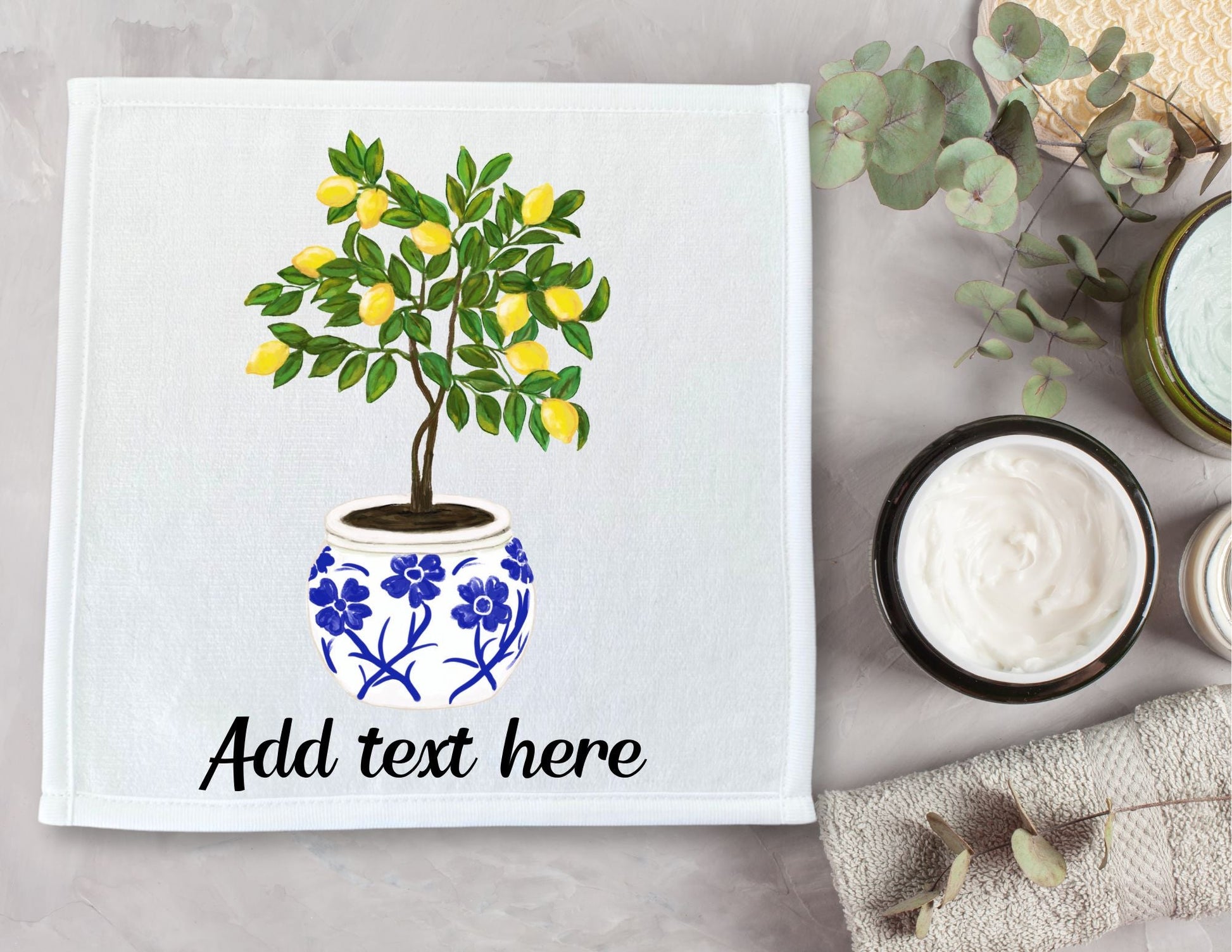 Lemon Tree Washcloth - MerikaArt