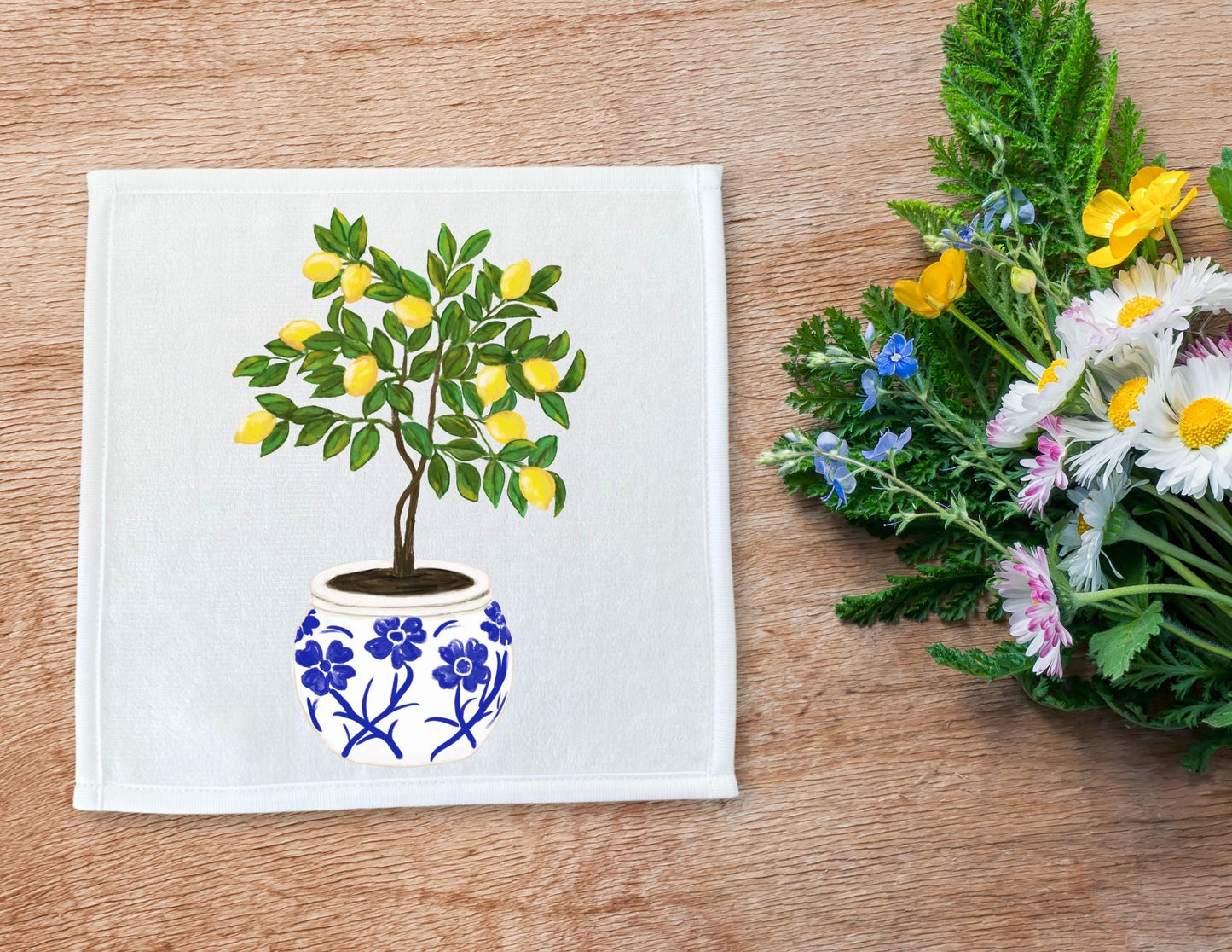 Lemon Tree Washcloth - MerikaArt