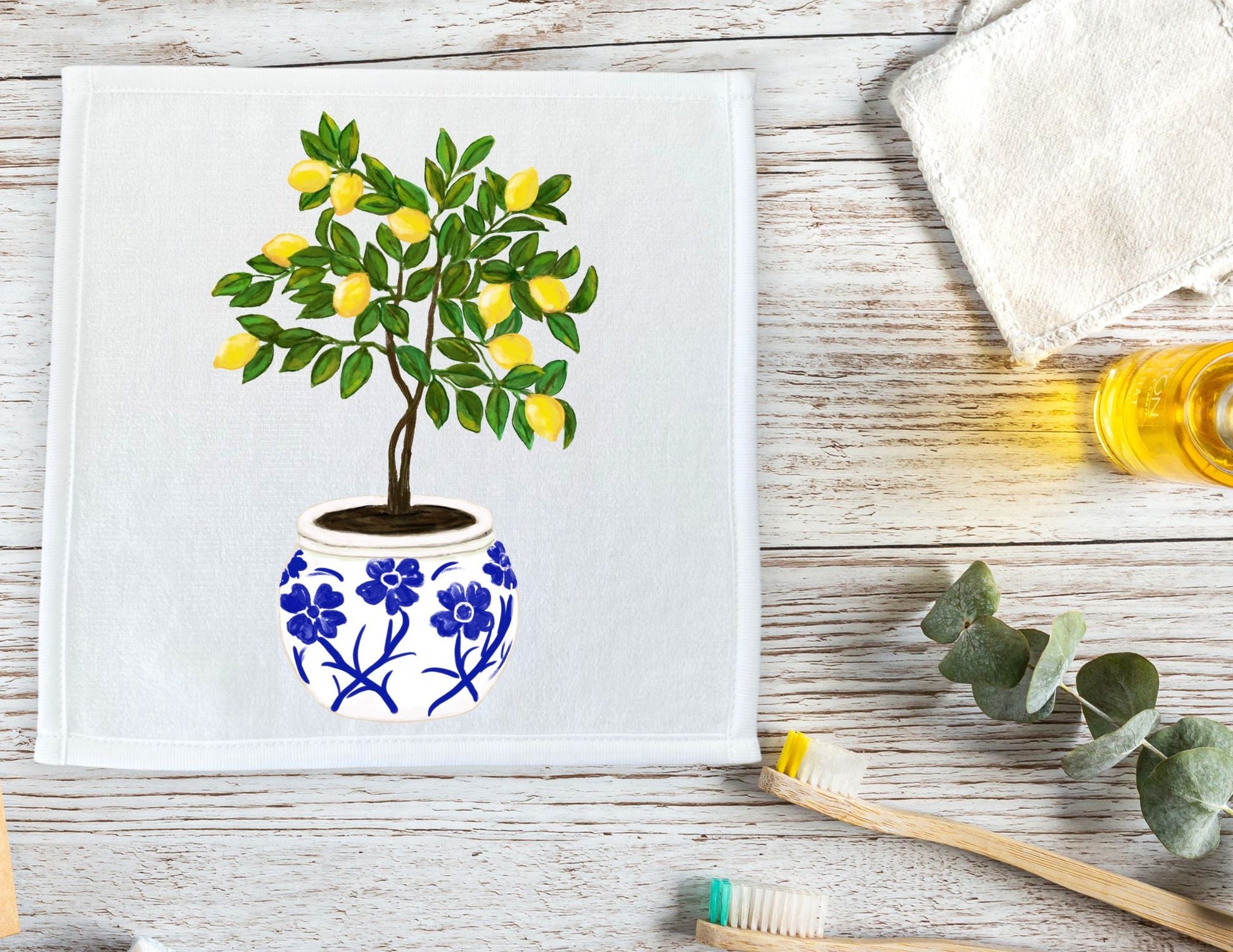 Lemon Tree Washcloth - MerikaArt