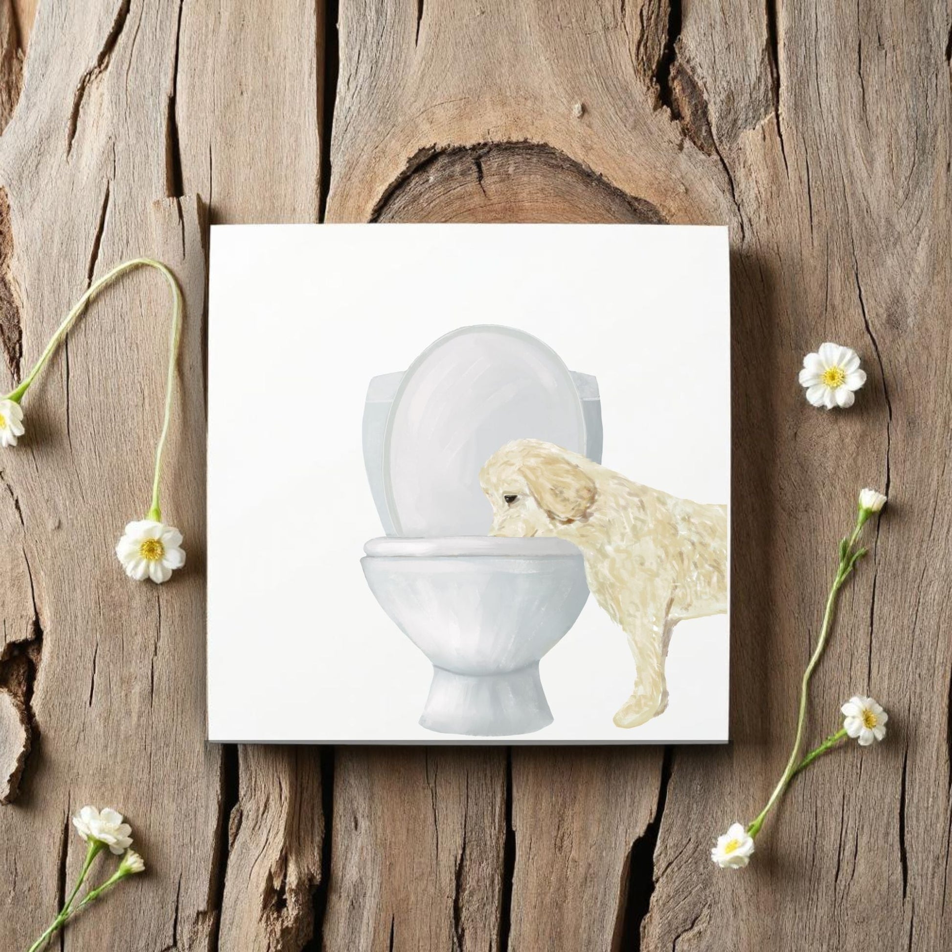 Light Cream Dog Ceramic Tile - MerikaArt