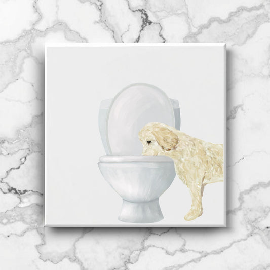 Light Cream Dog Ceramic Tile - MerikaArt