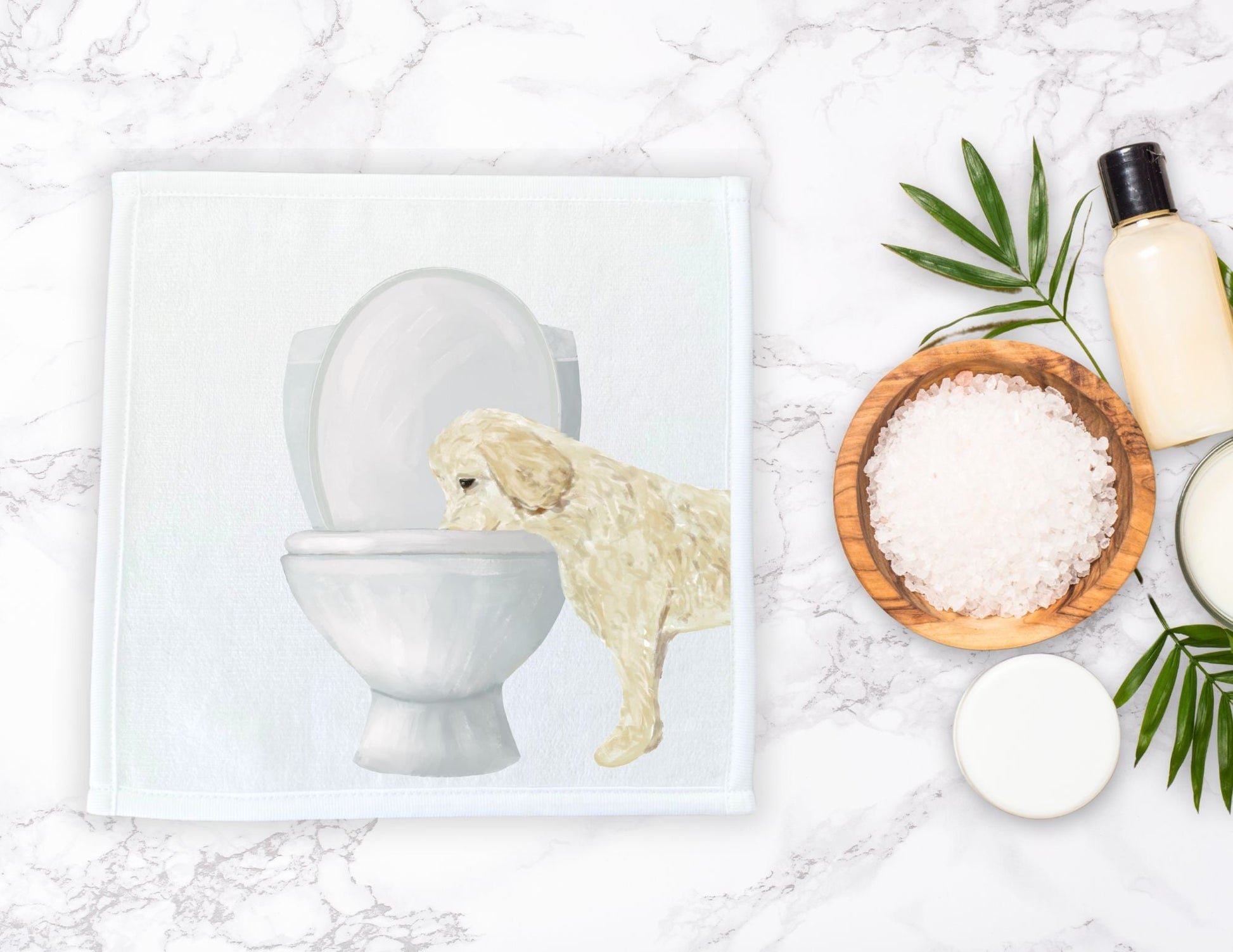 Light Dog Toilet Washcloth - MerikaArt