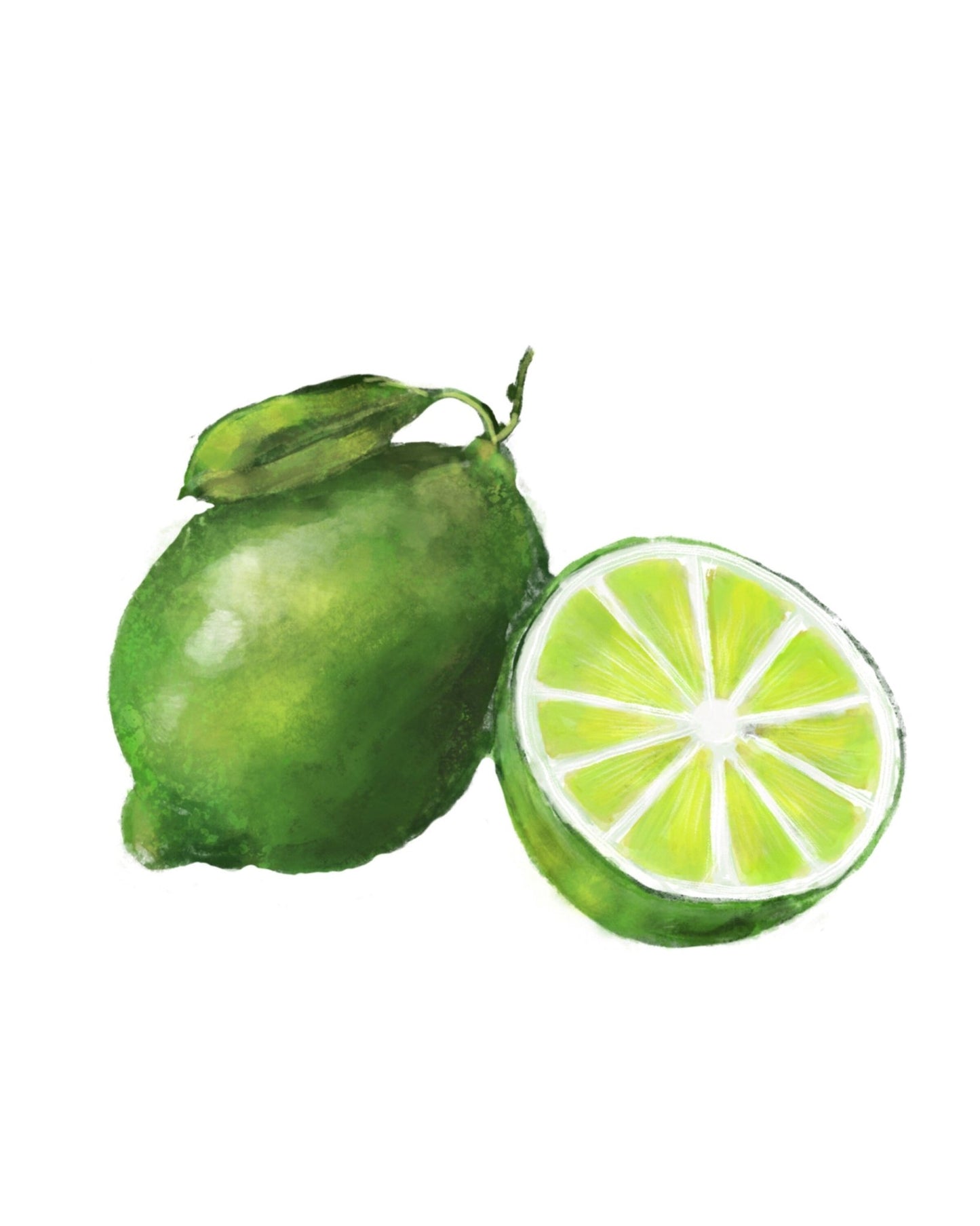 Lime Art Print, Fresh Lime Wall Art, Kitchen Wall Hanging, Dining Room Decor, Citrus Painting, Fruit Illustration, Farmhouse Wall Decor - MerikaArt