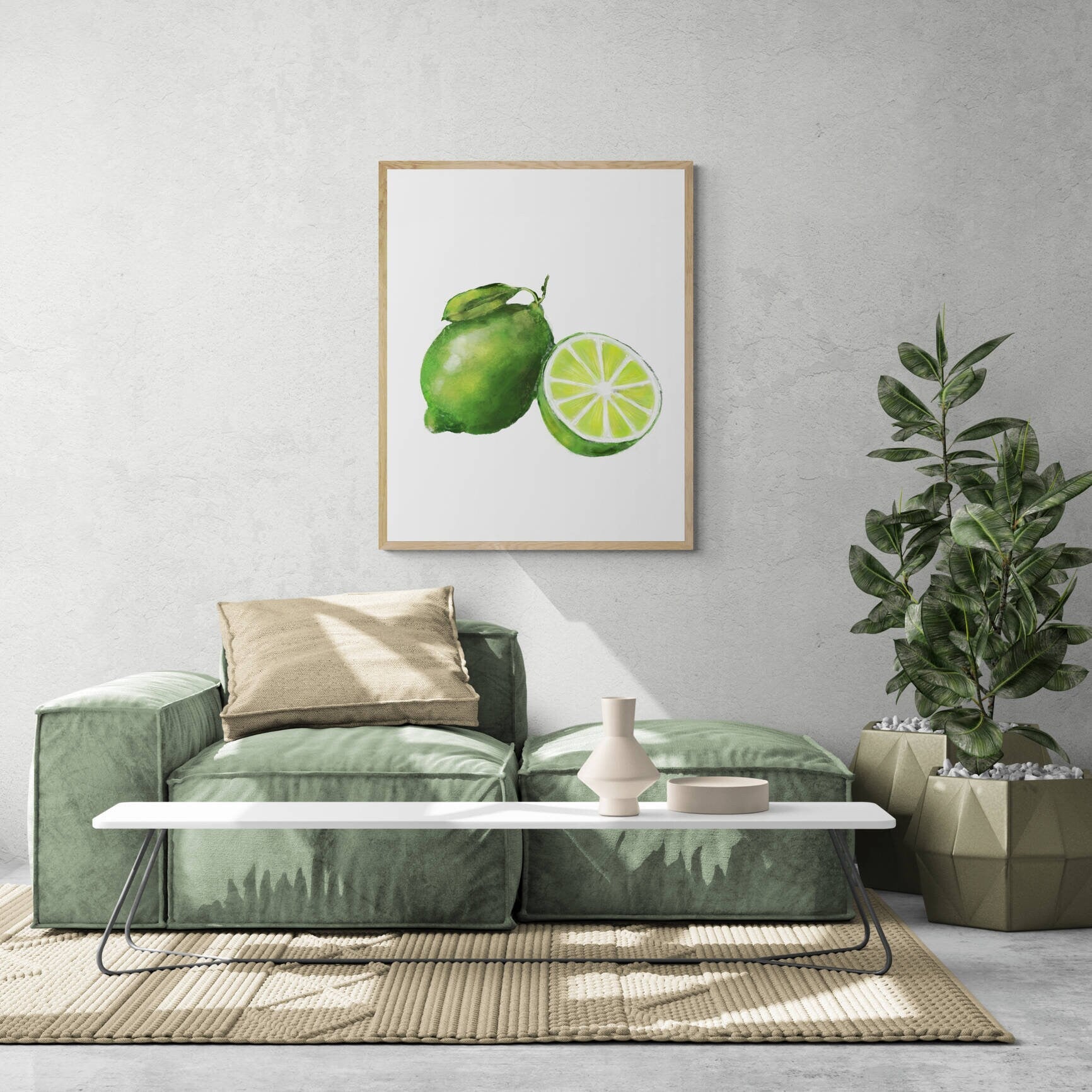 Lime Art Print, Fresh Lime Wall Art, Kitchen Wall Hanging, Dining Room Decor, Citrus Painting, Fruit Illustration, Farmhouse Wall Decor - MerikaArt