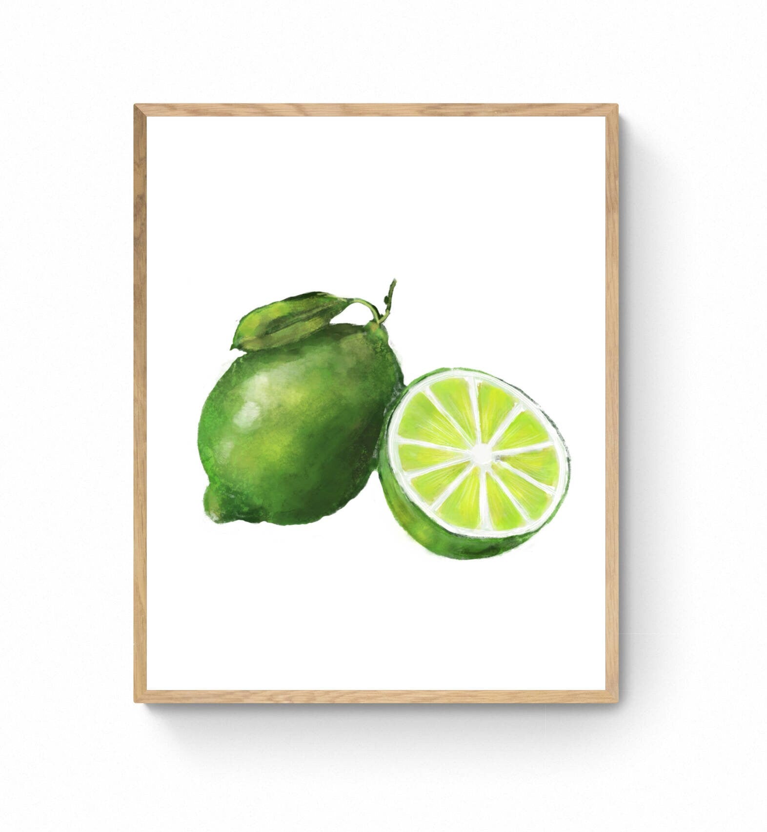 Lime Art Print, Fresh Lime Wall Art, Kitchen Wall Hanging, Dining Room Decor, Citrus Painting, Fruit Illustration, Farmhouse Wall Decor - MerikaArt