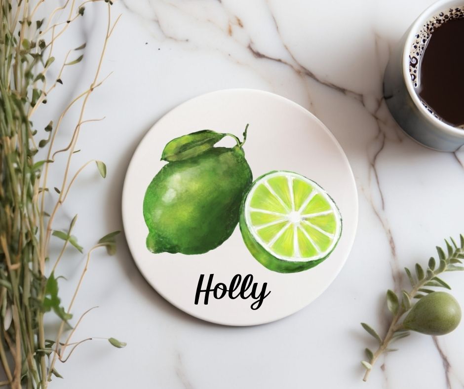 Lime Ceramic Coaster - MerikaArt