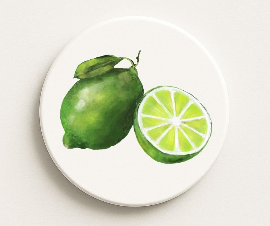 Lime Ceramic Coaster - MerikaArt