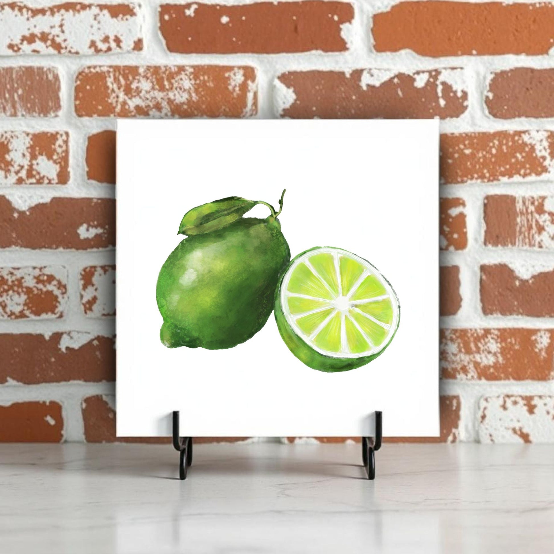 Lime Ceramic Tile – Handcrafted Citrus Decor - MerikaArt