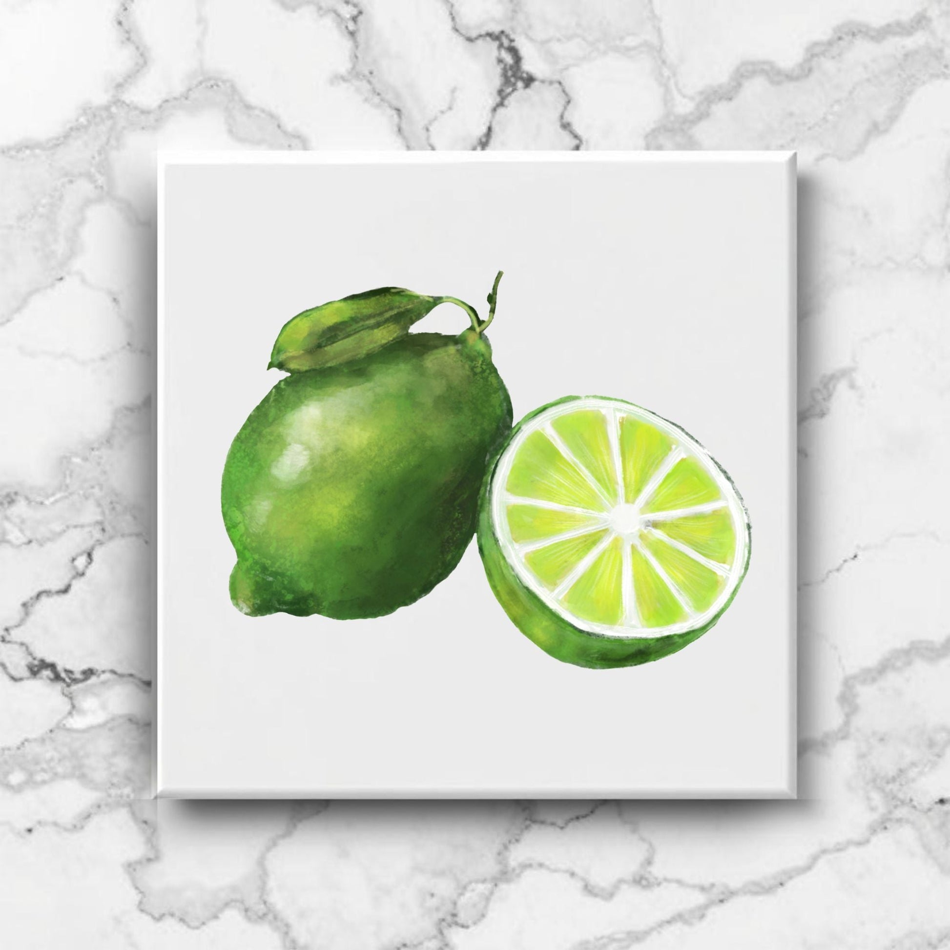 Lime Ceramic Tile – Handcrafted Citrus Decor - MerikaArt