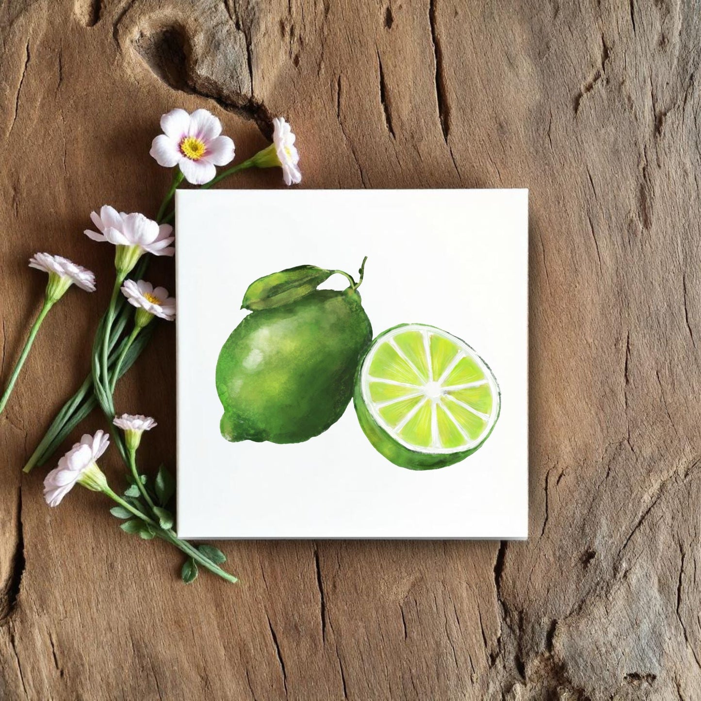 Lime Ceramic Tile – Handcrafted Citrus Decor - MerikaArt