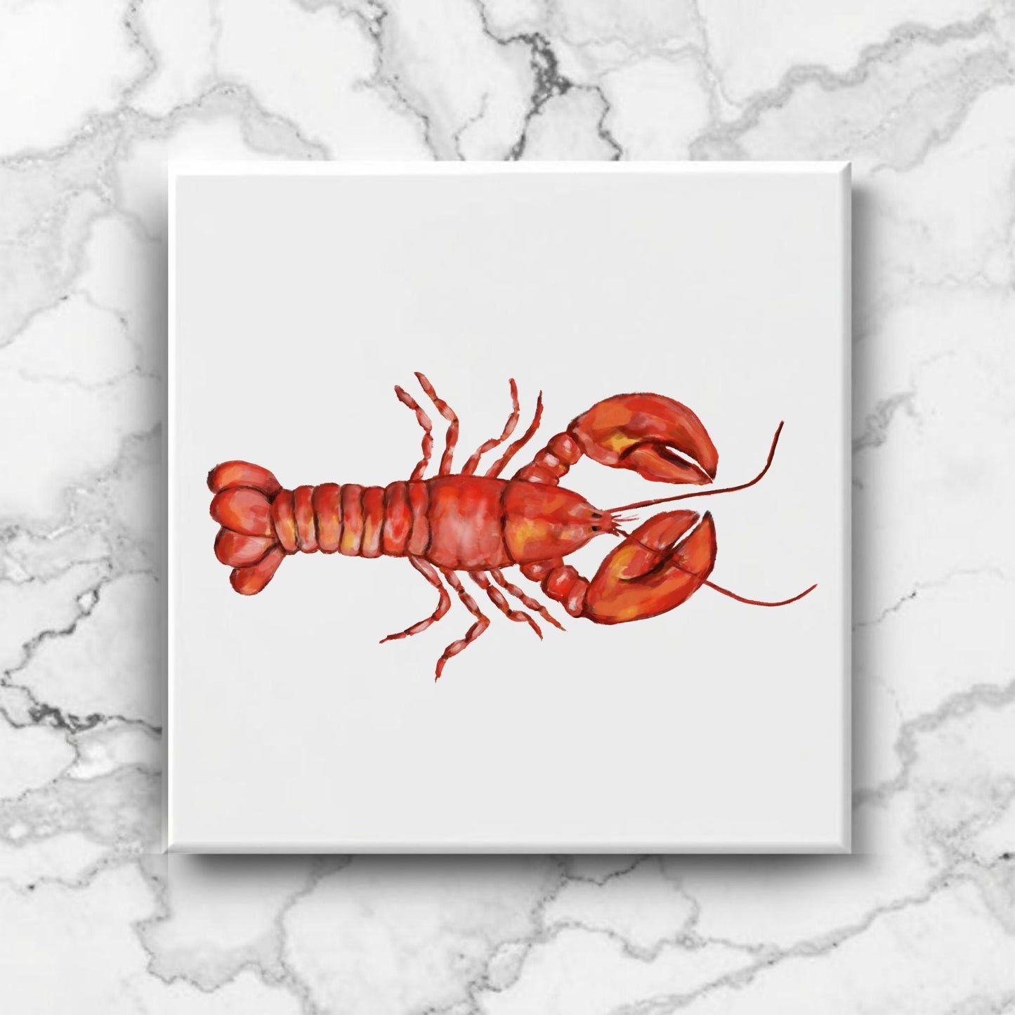 Lobster Ceramic Tile – Handcrafted Coastal Kitchen Decor - MerikaArt