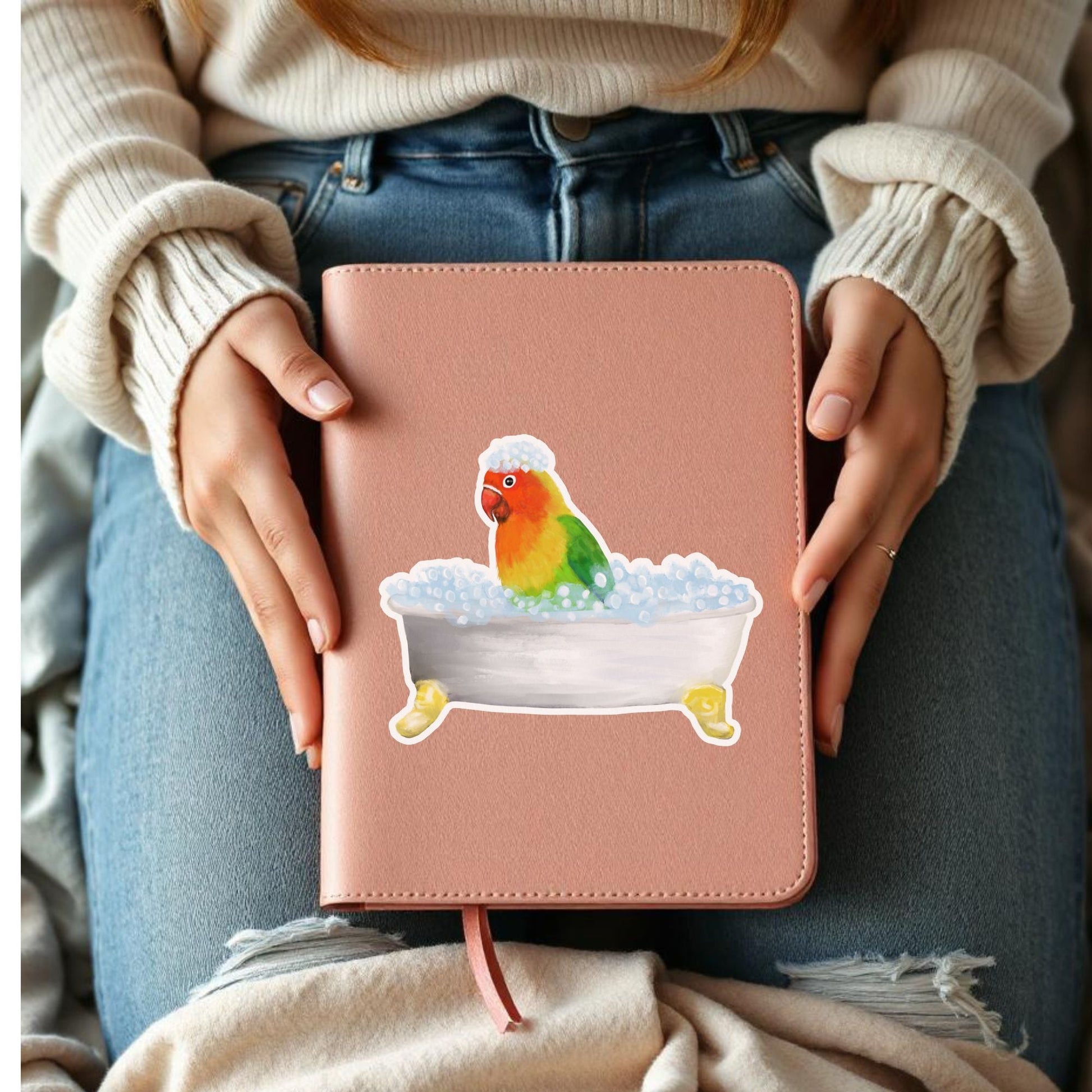 Lovebird Bath Time Vinyl Sticker - MerikaArt