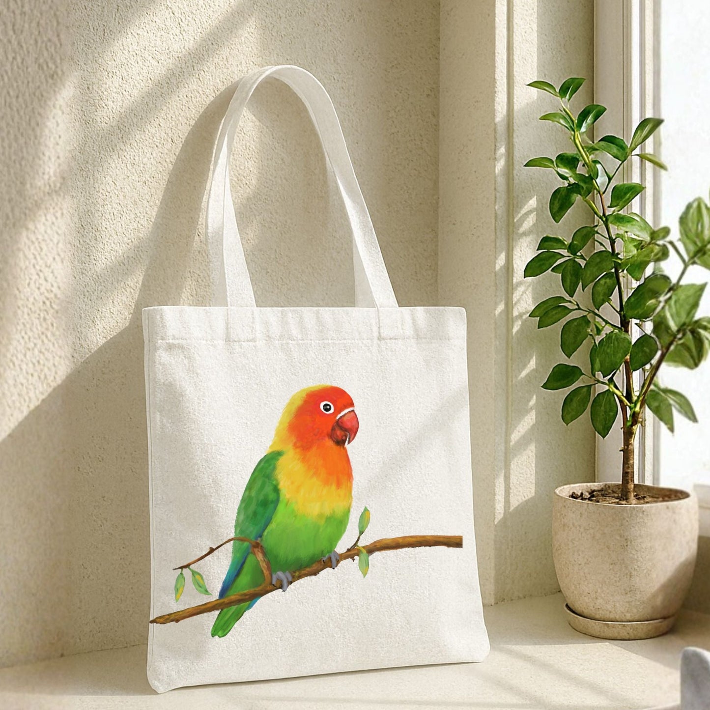Lovebird Canvas Tote Bag - MerikaArt