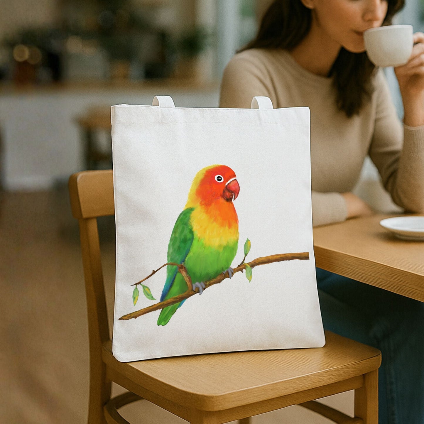 Lovebird Canvas Tote Bag - MerikaArt