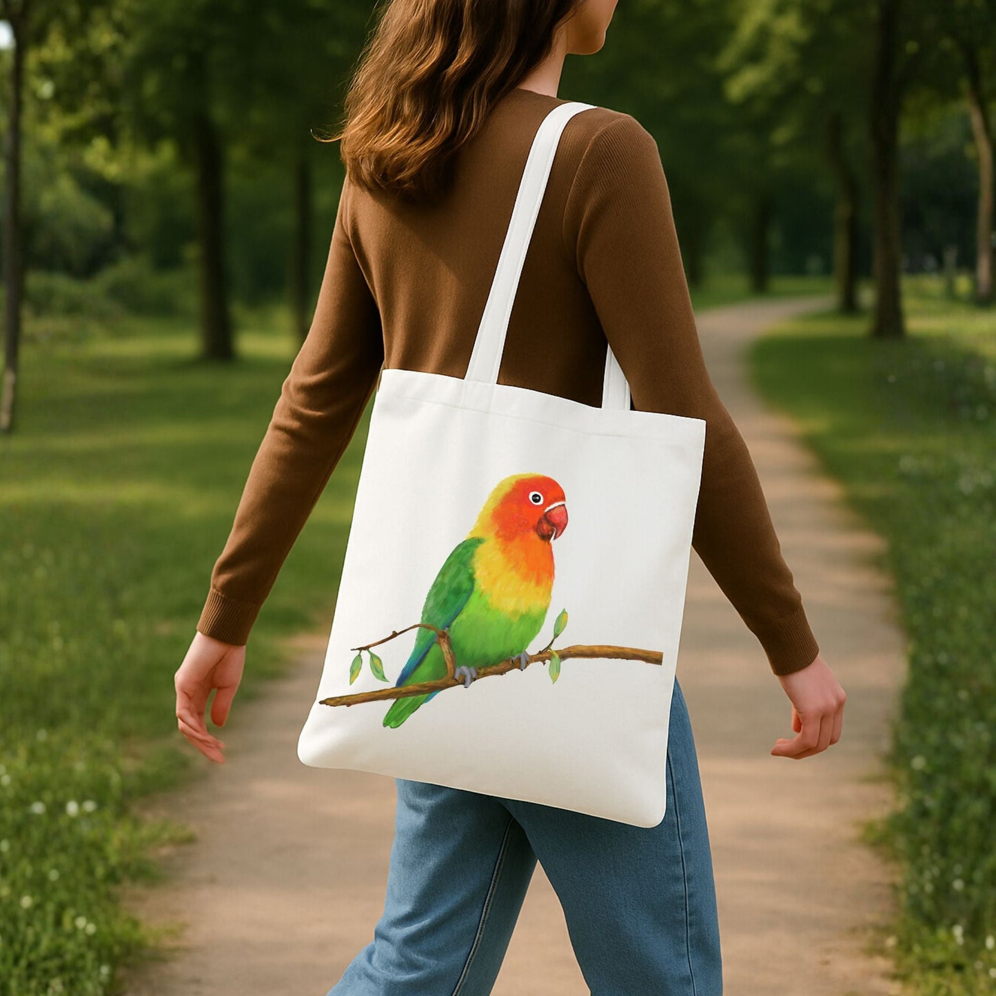 Lovebird Canvas Tote Bag - MerikaArt