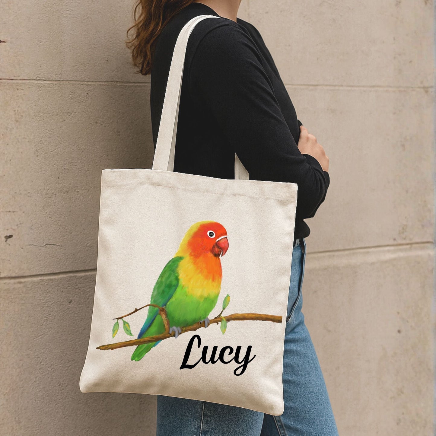 Lovebird Canvas Tote Bag - MerikaArt