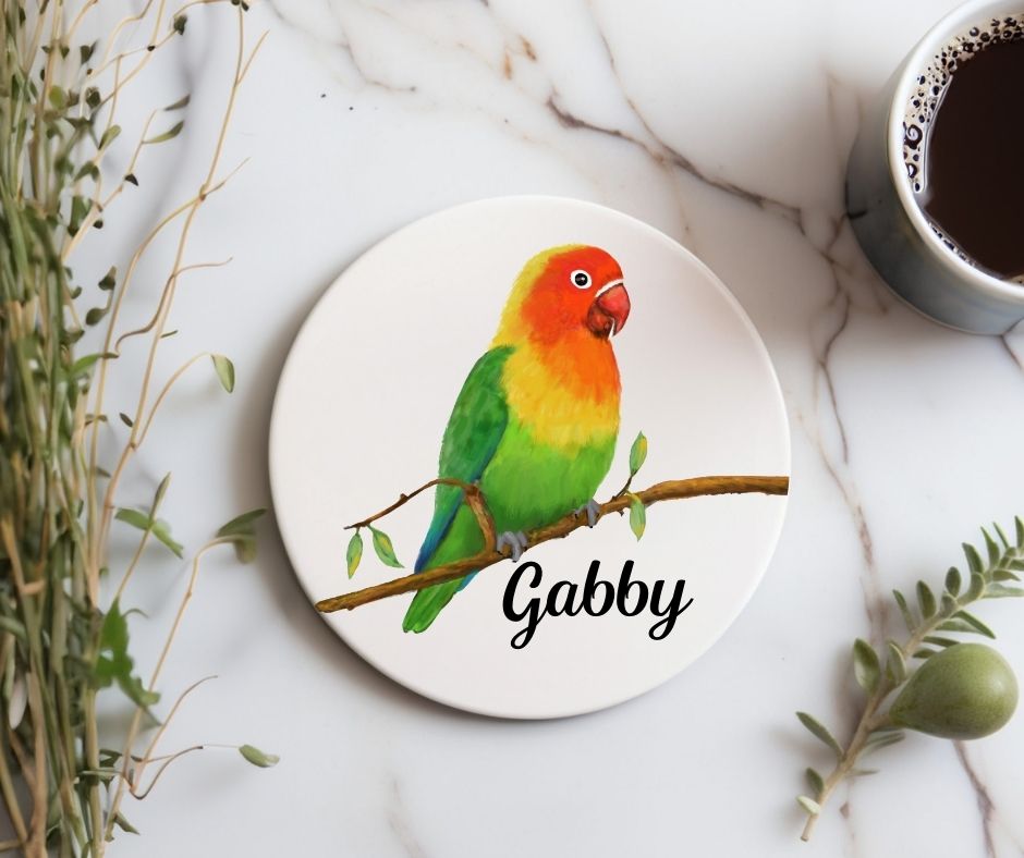 Lovebird Ceramic Coaster - MerikaArt