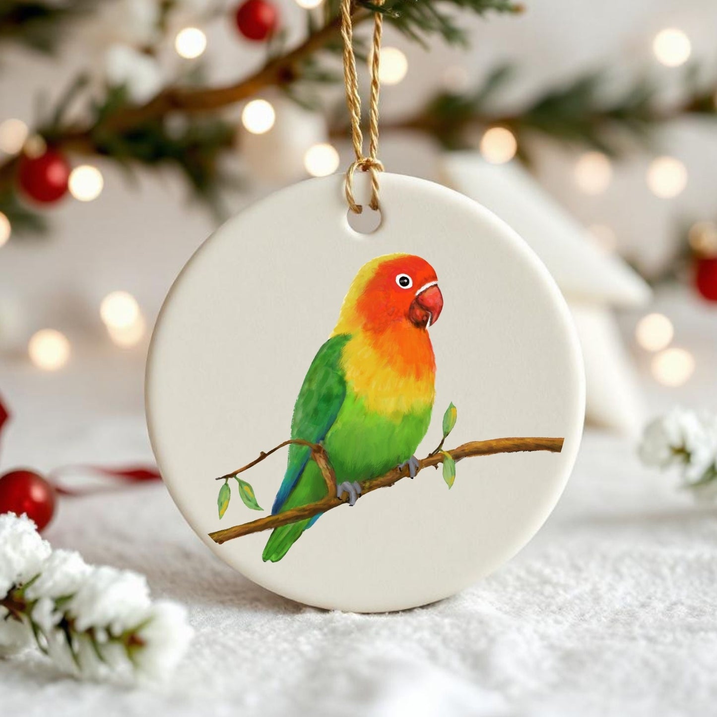 Lovebird Ceramic Ornament - MerikaArt