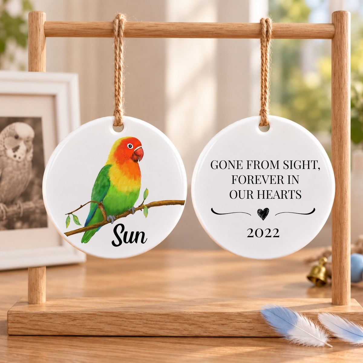 Lovebird Ceramic Ornament - MerikaArt