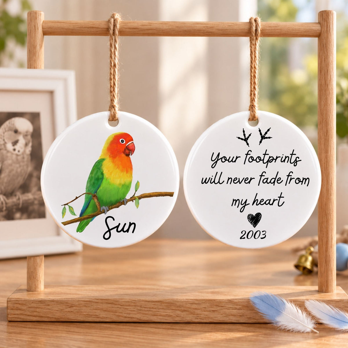 Lovebird Ceramic Ornament - MerikaArt