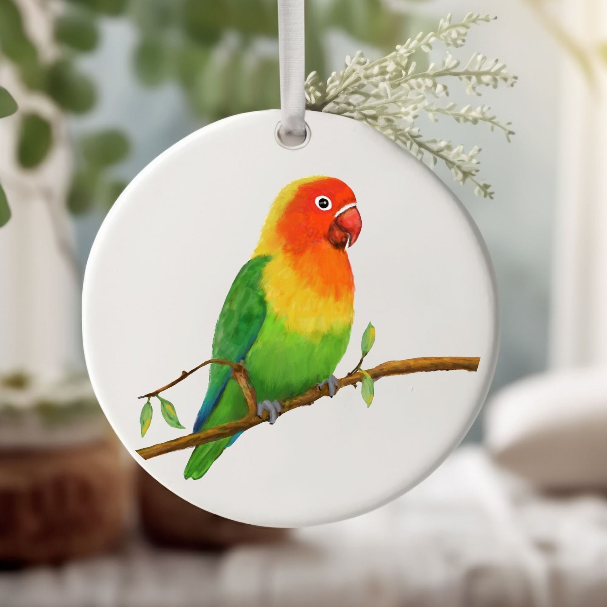 Lovebird Ceramic Ornament - MerikaArt