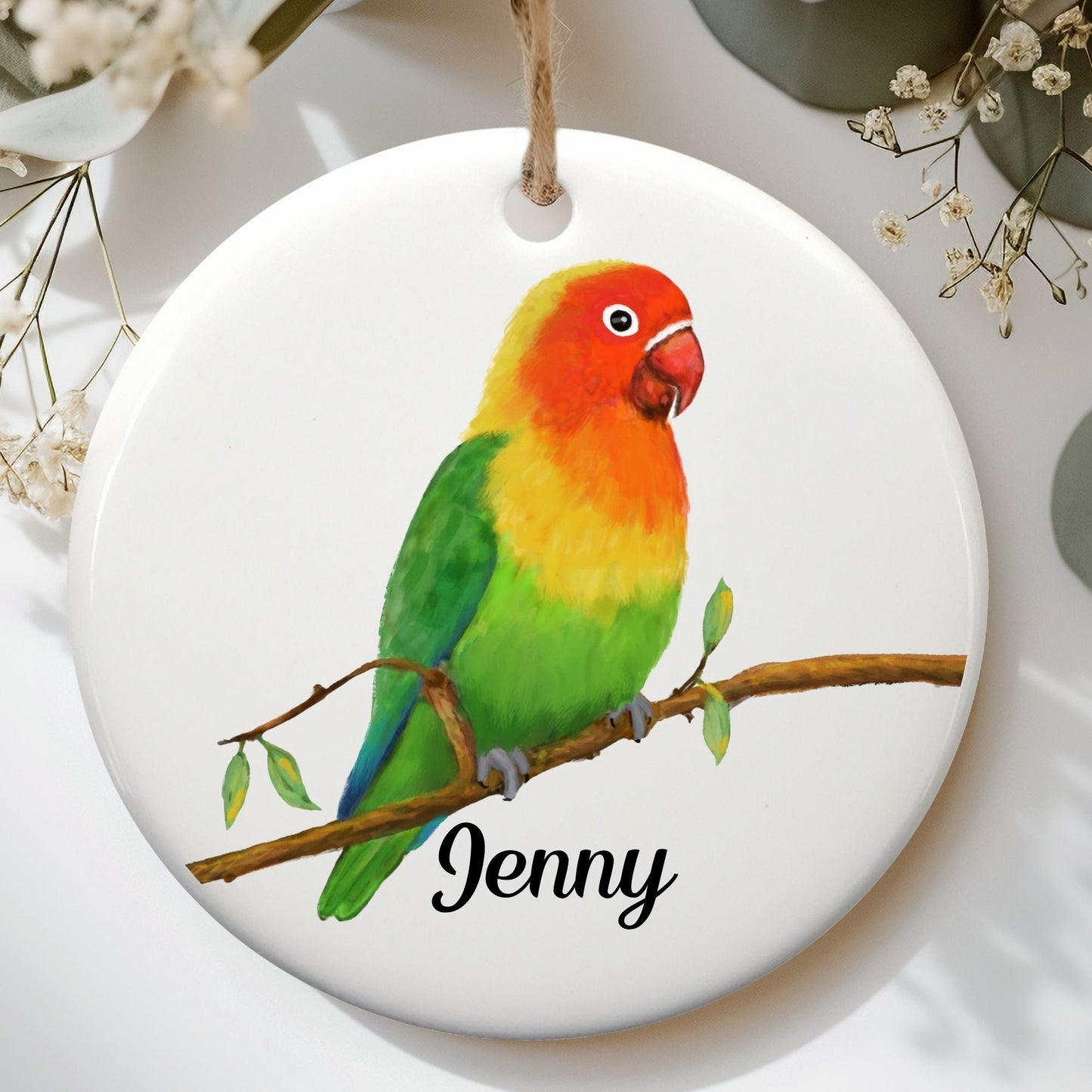 Lovebird Ceramic Ornament - MerikaArt