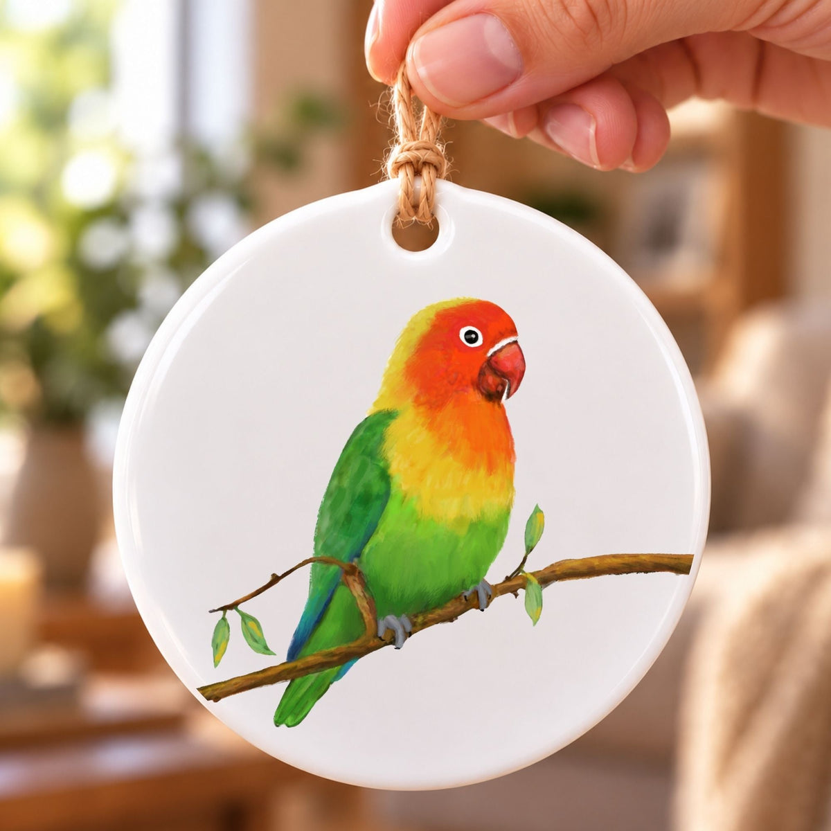 Lovebird Ceramic Ornament - MerikaArt