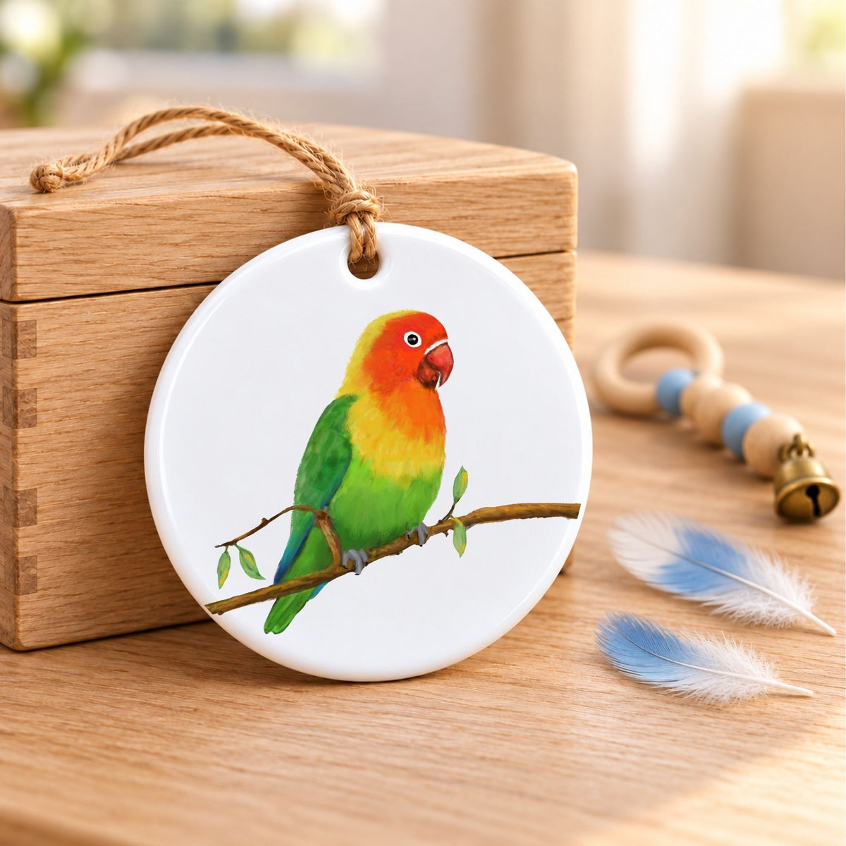 Lovebird Ceramic Ornament - MerikaArt