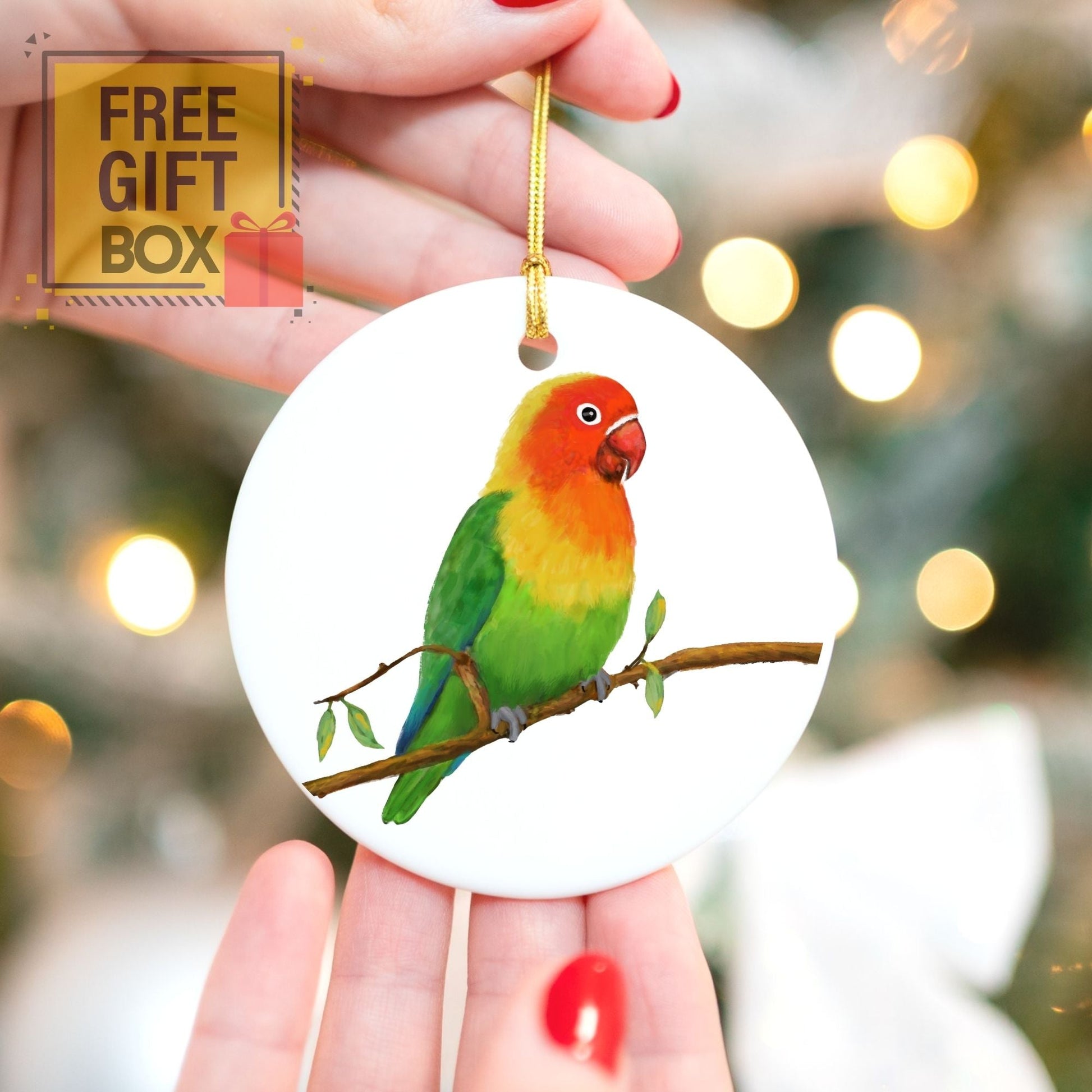 Lovebird Ceramic Ornament - MerikaArt