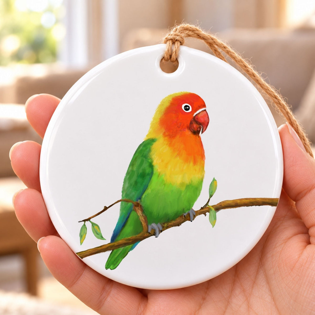 Lovebird Ceramic Ornament - MerikaArt