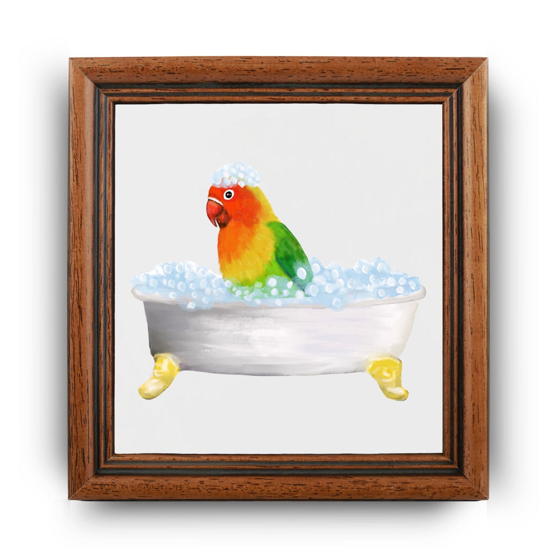 Lovebird in Bathtub Ceramic Tile – Handcrafted Bird Lover Decor - MerikaArt