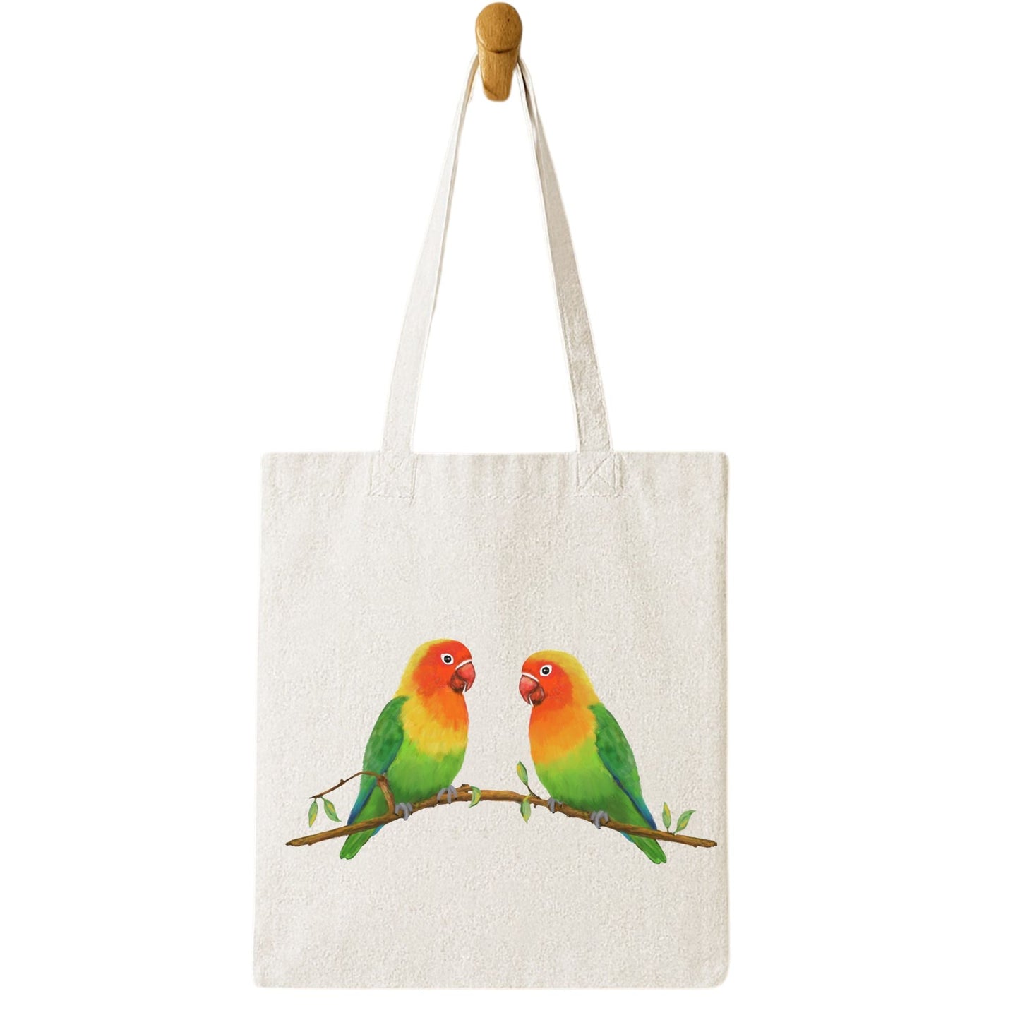Lovebird Pair Canvas Tote Bag - MerikaArt