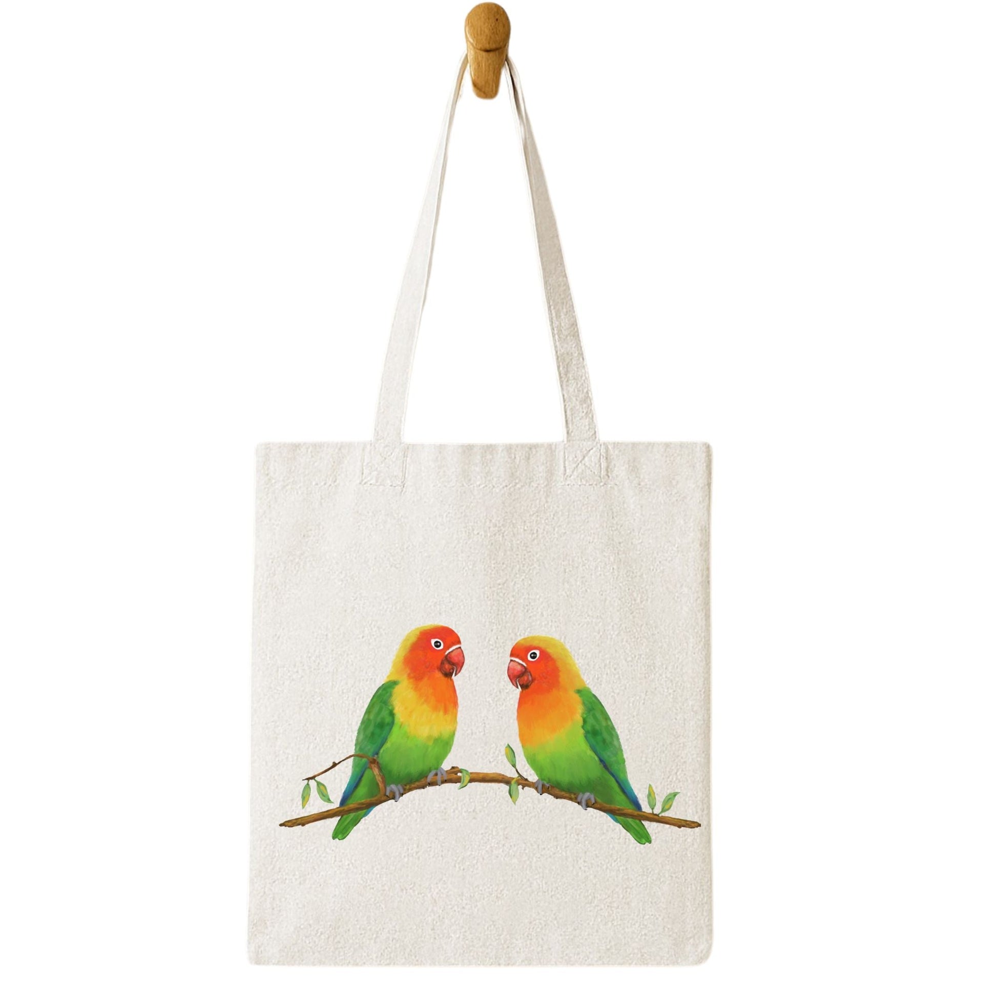 Lovebird Pair Canvas Tote Bag - MerikaArt