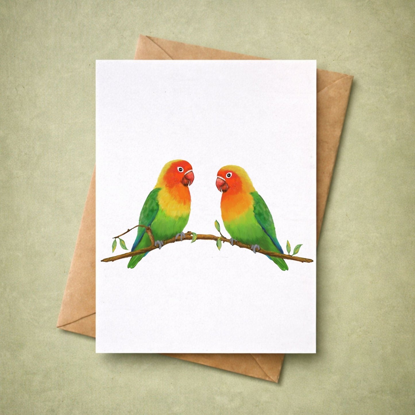 Lovebird Pair Postcard - MerikaArt
