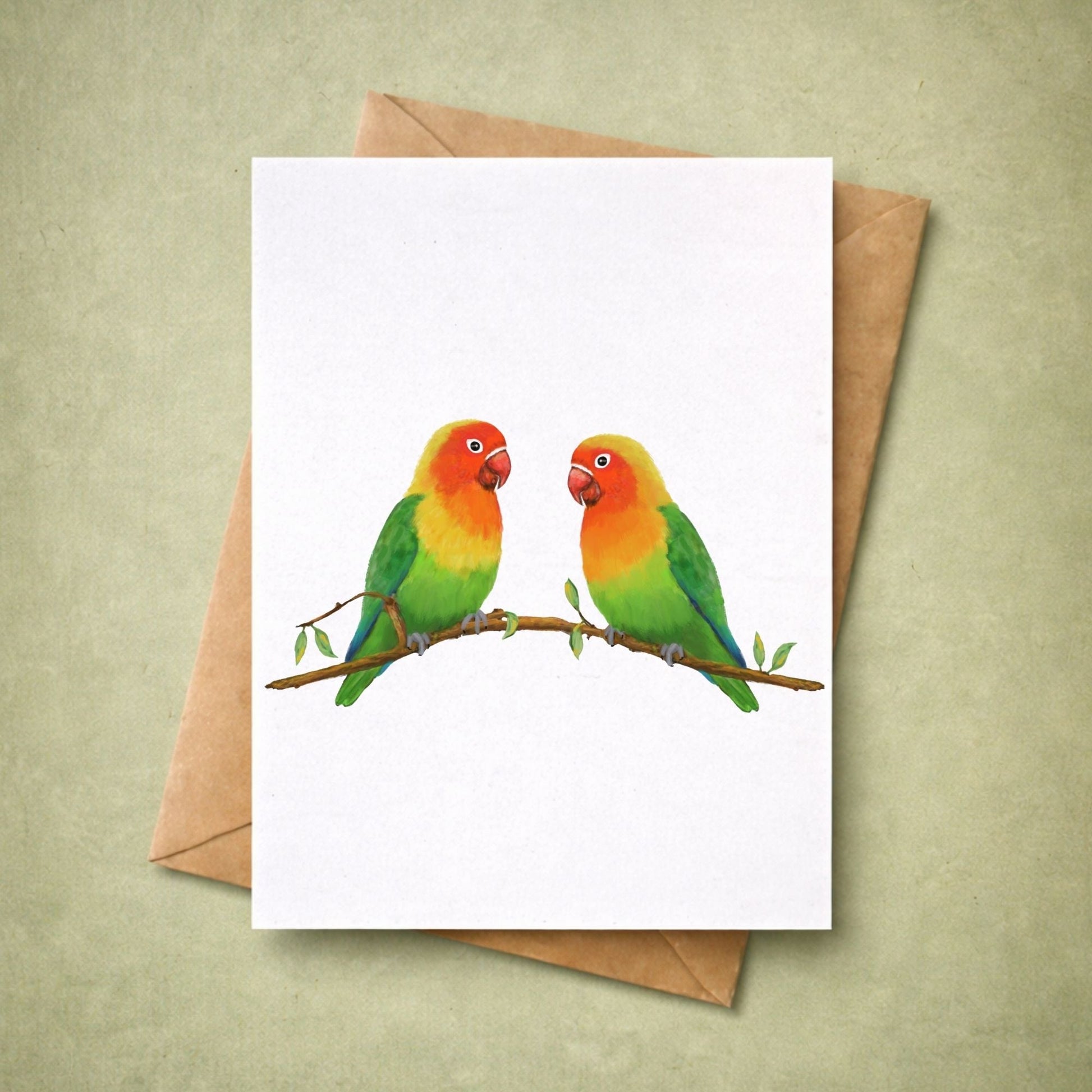 Lovebird Pair Postcard - MerikaArt