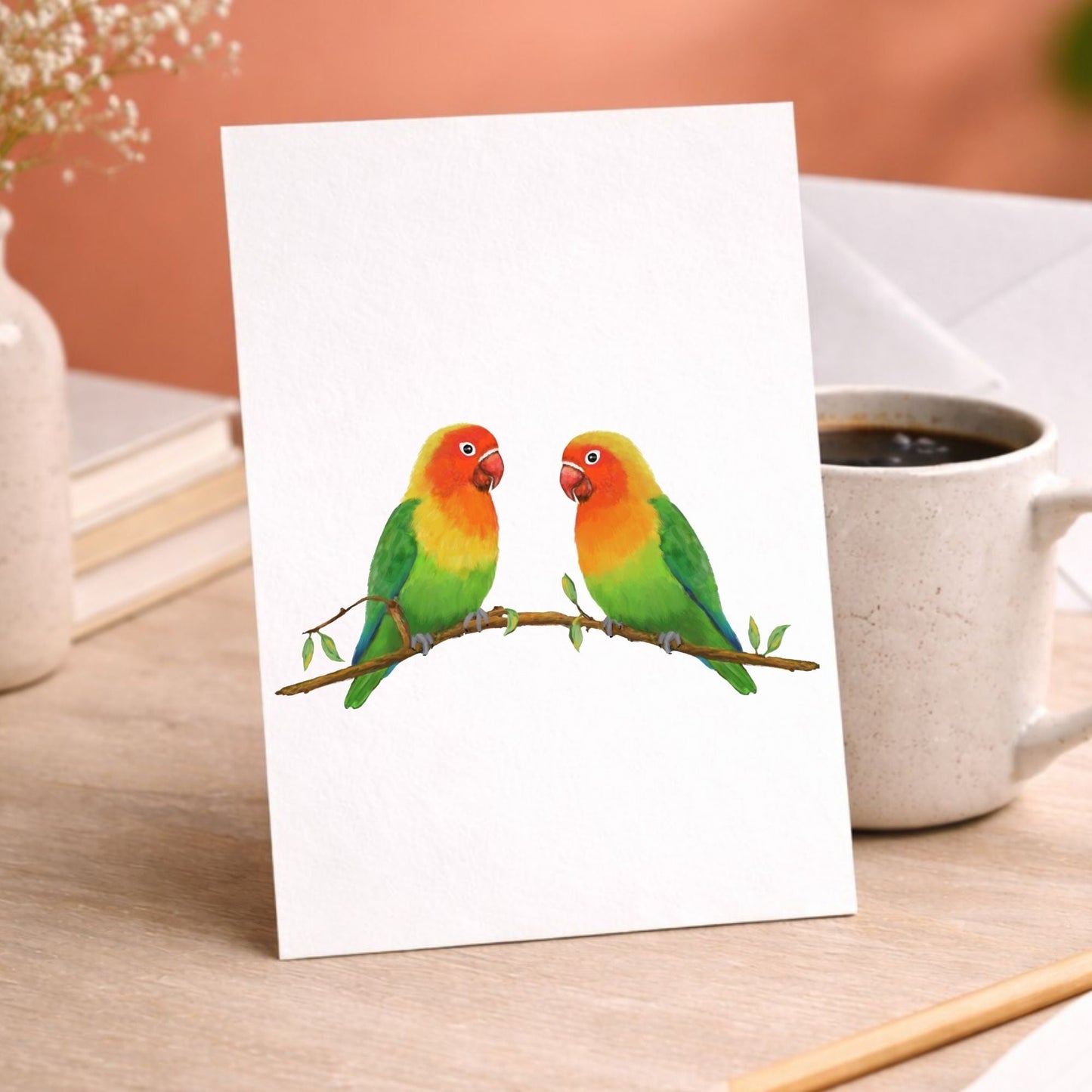 Lovebird Pair Postcard - MerikaArt
