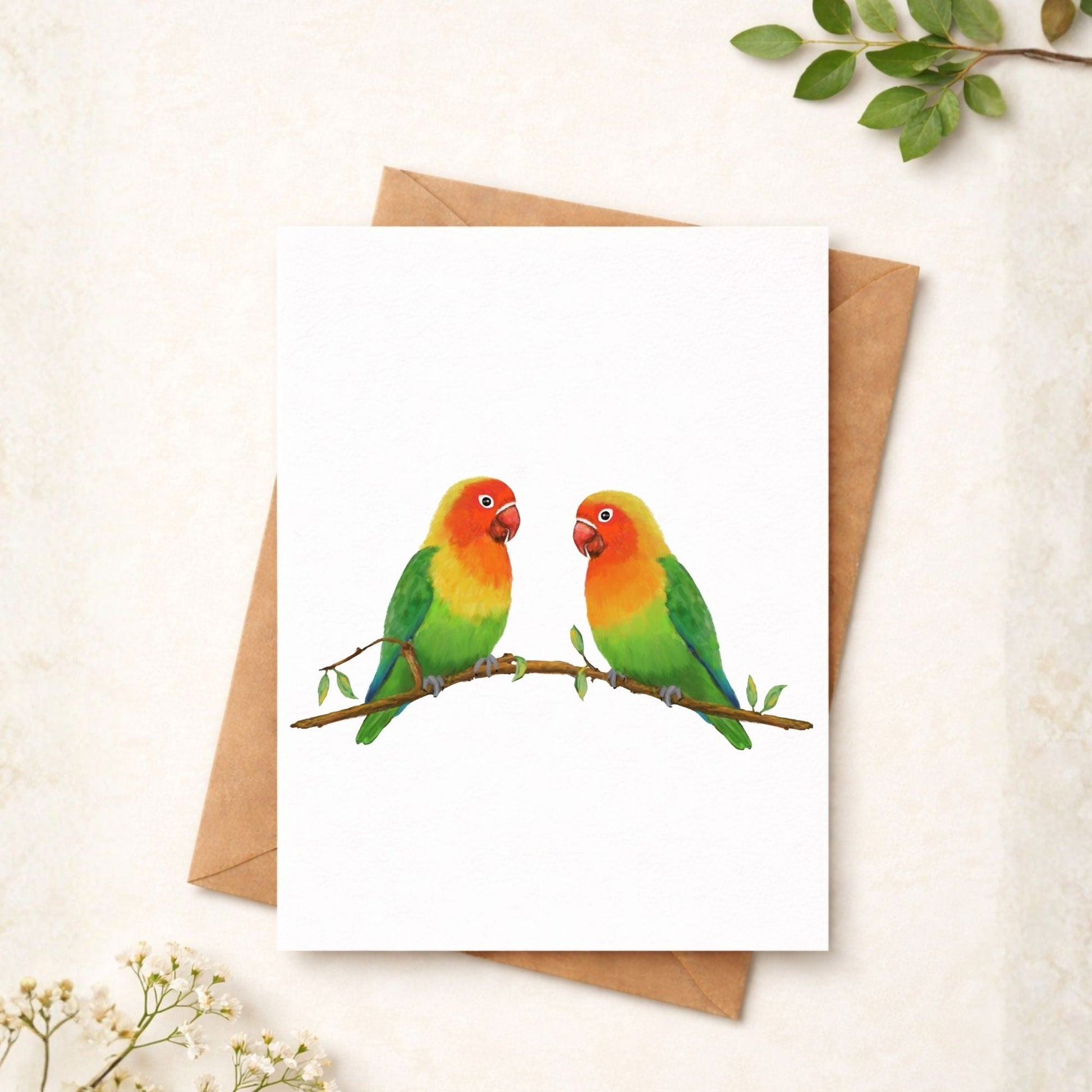 Lovebird Pair Postcard - MerikaArt