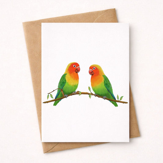 Lovebird Pair Postcard - MerikaArt