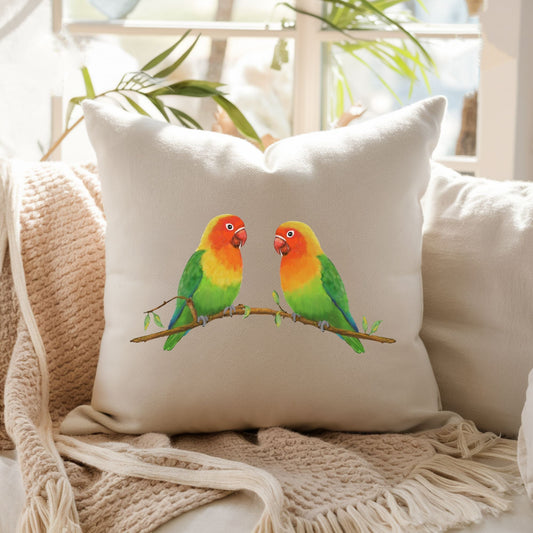 Lovebirds Bird Pillow - MerikaArt