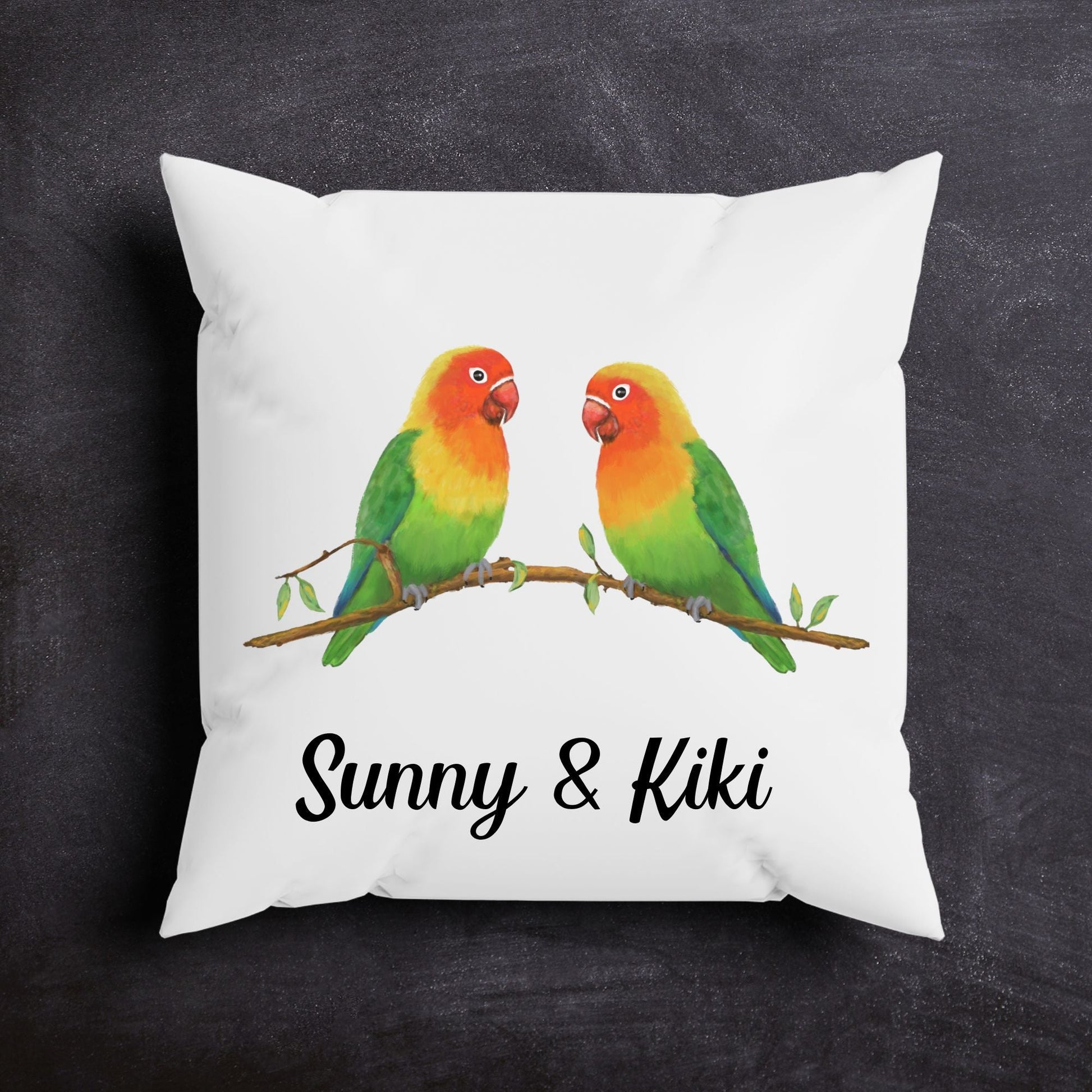 Lovebirds Bird Pillow - MerikaArt