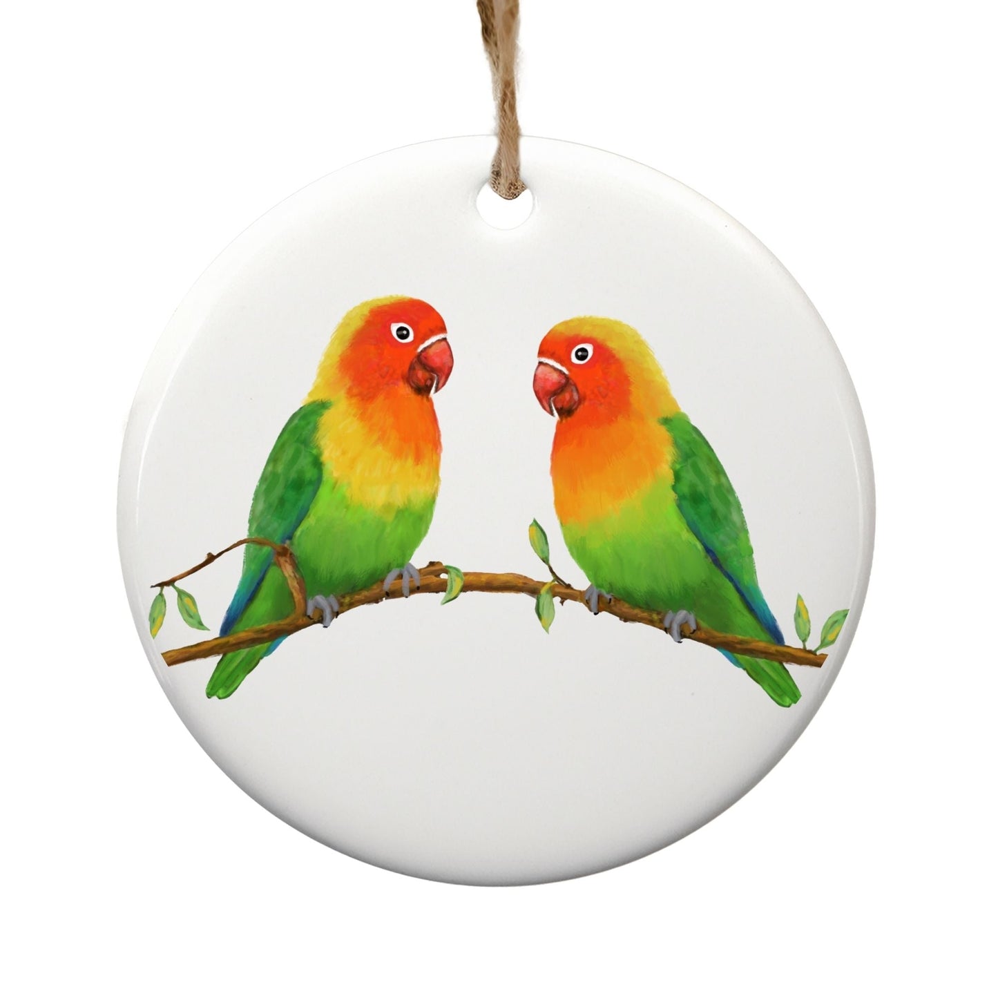 Lovebirds Ceramic Ornament - MerikaArt