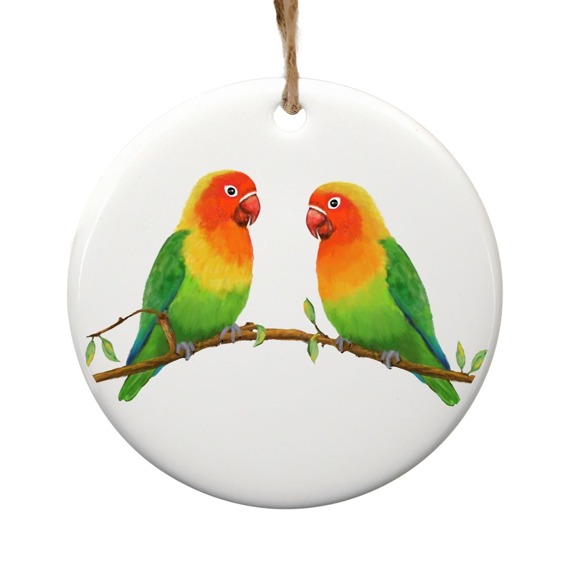 Lovebirds Ceramic Ornament - MerikaArt