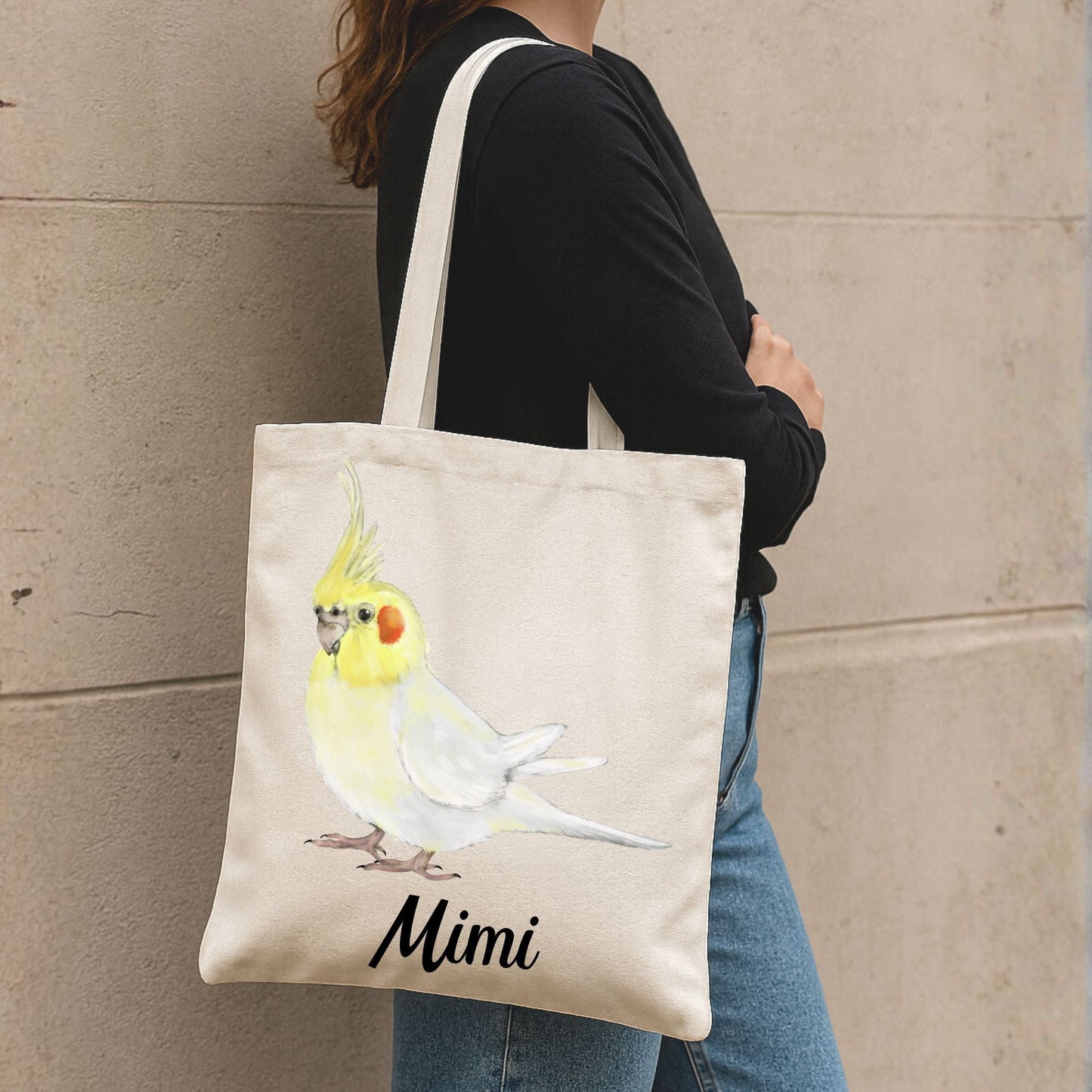 Lutino Cockatiel Canvas Tote Bag - MerikaArt