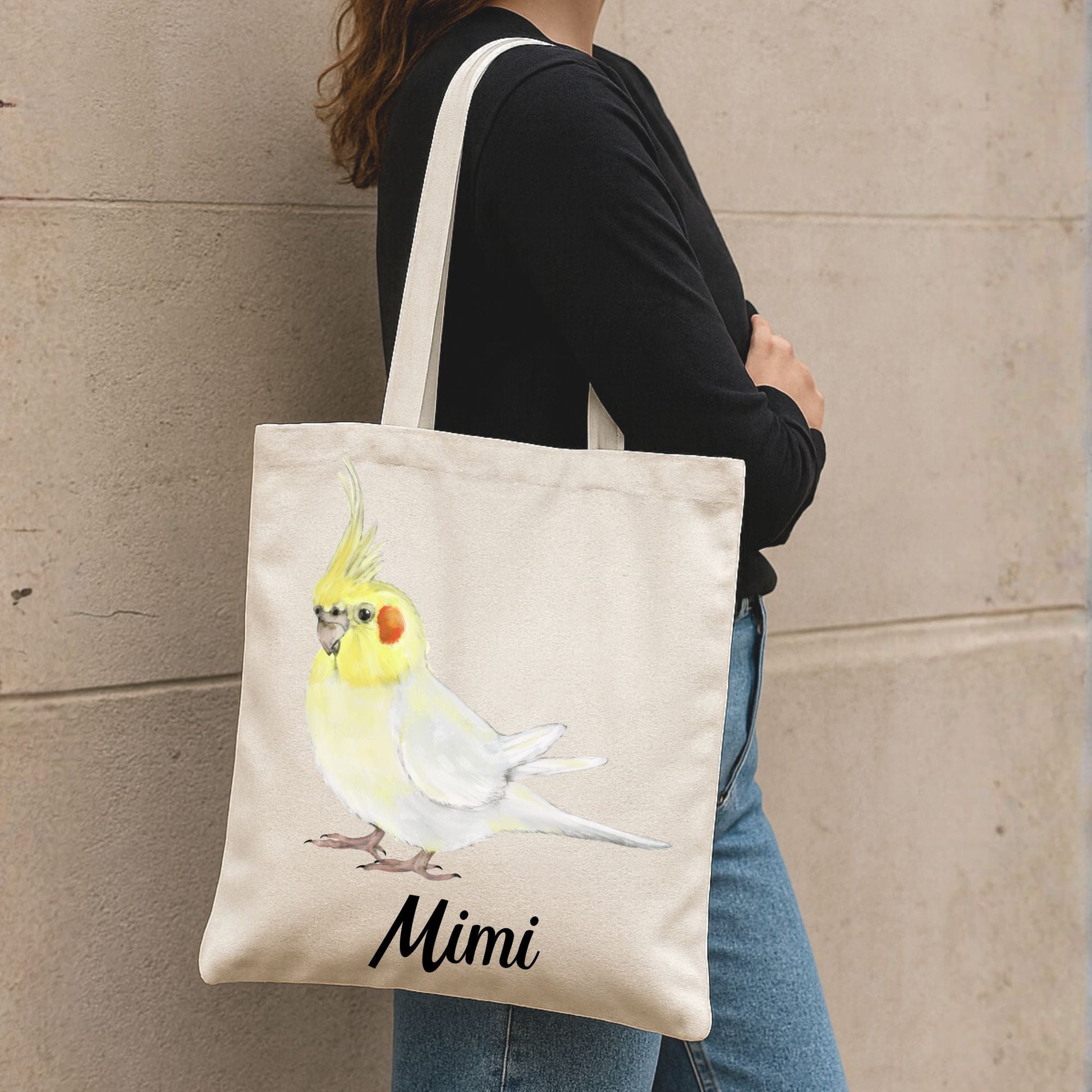 Lutino Cockatiel Canvas Tote Bag - MerikaArt
