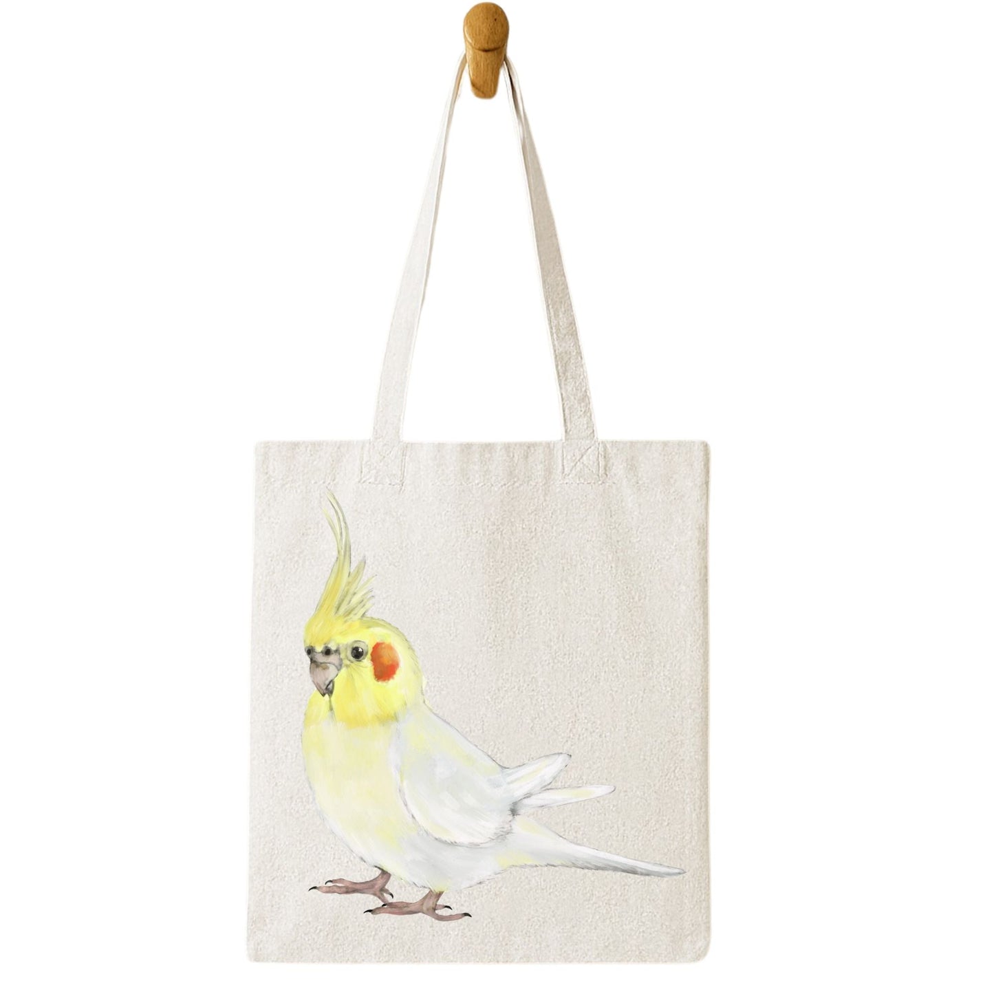 Lutino Cockatiel Canvas Tote Bag - MerikaArt