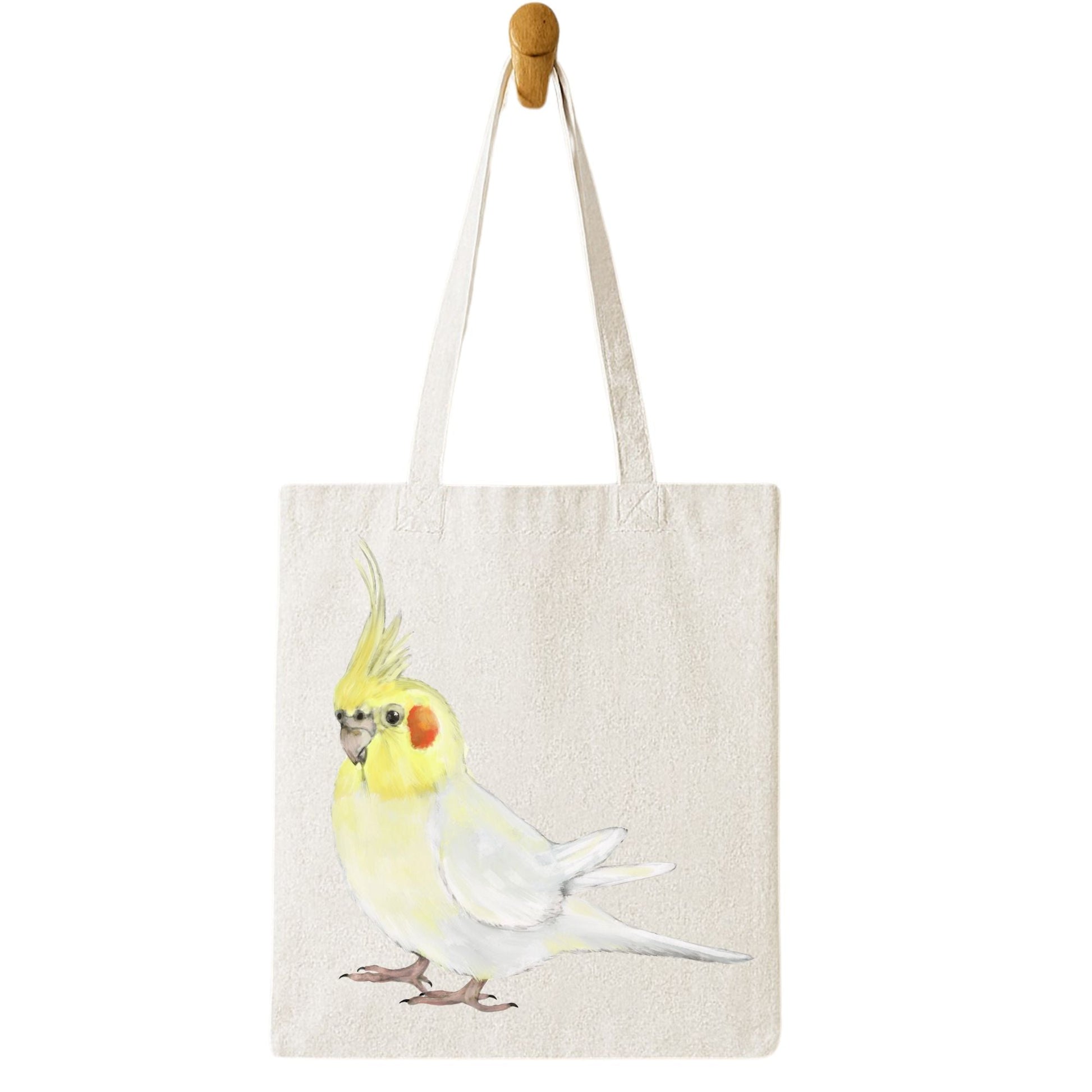 Lutino Cockatiel Canvas Tote Bag - MerikaArt